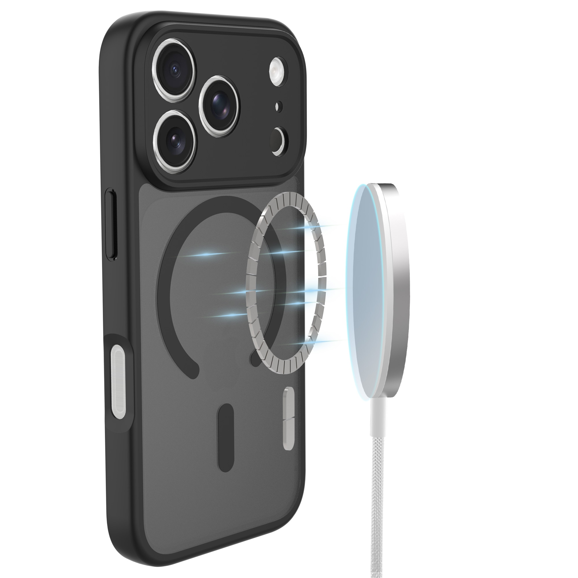 Magnetic Hybrid Hoesje iPhone 17 Pro Max Frosted Black