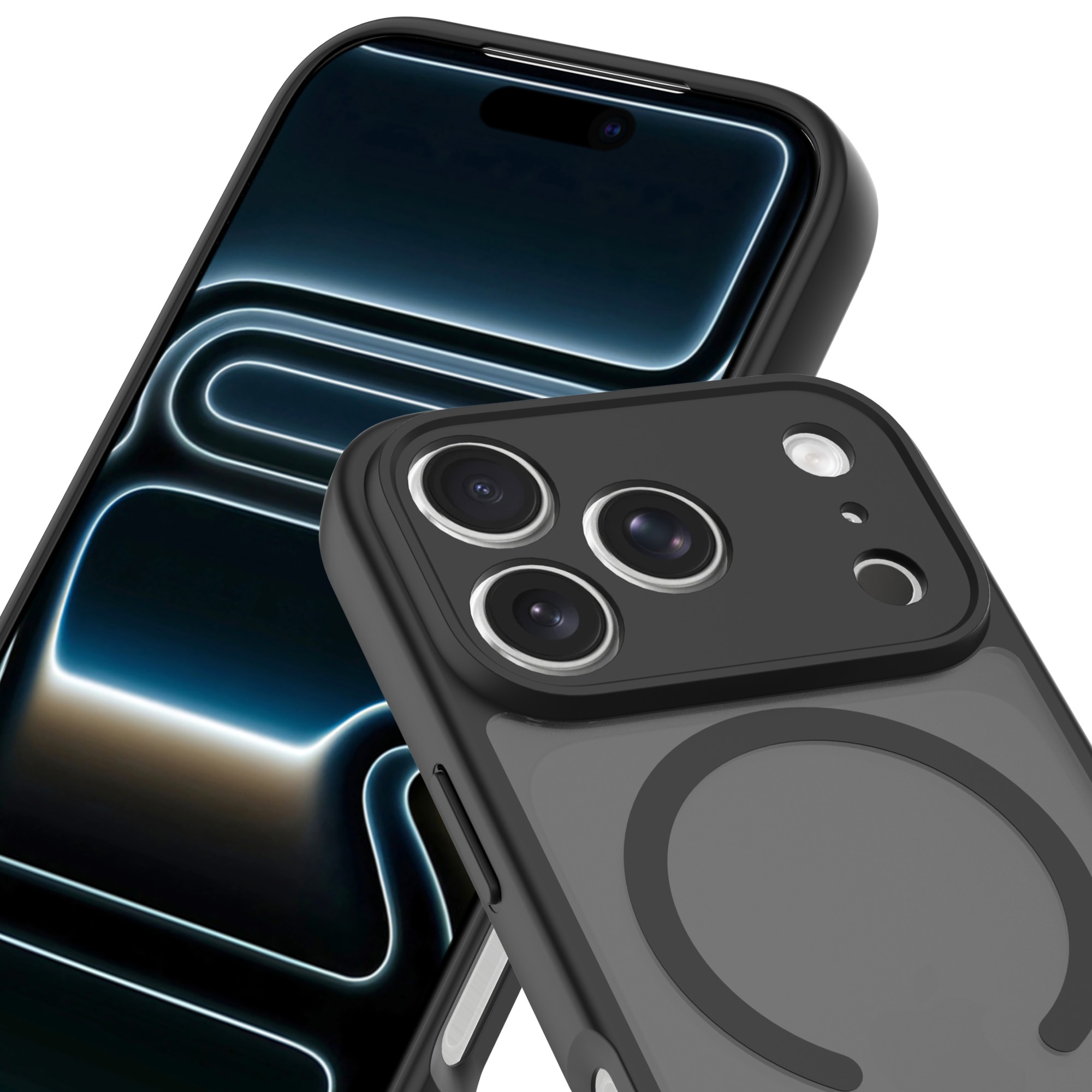 Magnetic Hybrid Hoesje iPhone 17 Pro Max Frosted Black