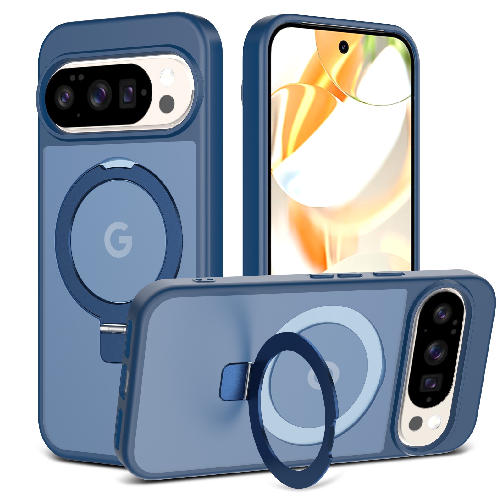 Google Pixel 9 Pro Hybridcase Magnetic Ring Donkerblauw