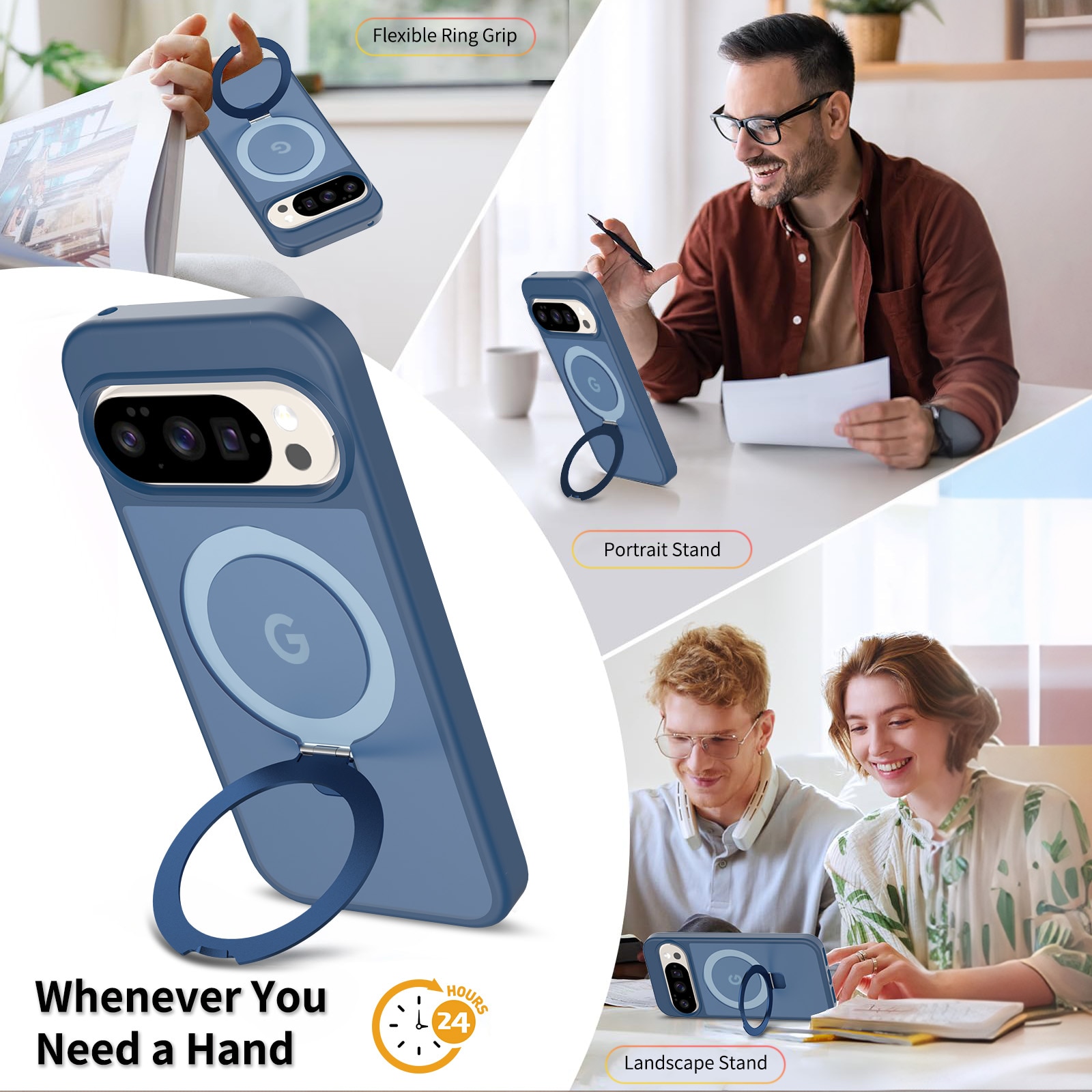 Google Pixel 9 Pro Hybridcase Magnetic Ring Donkerblauw