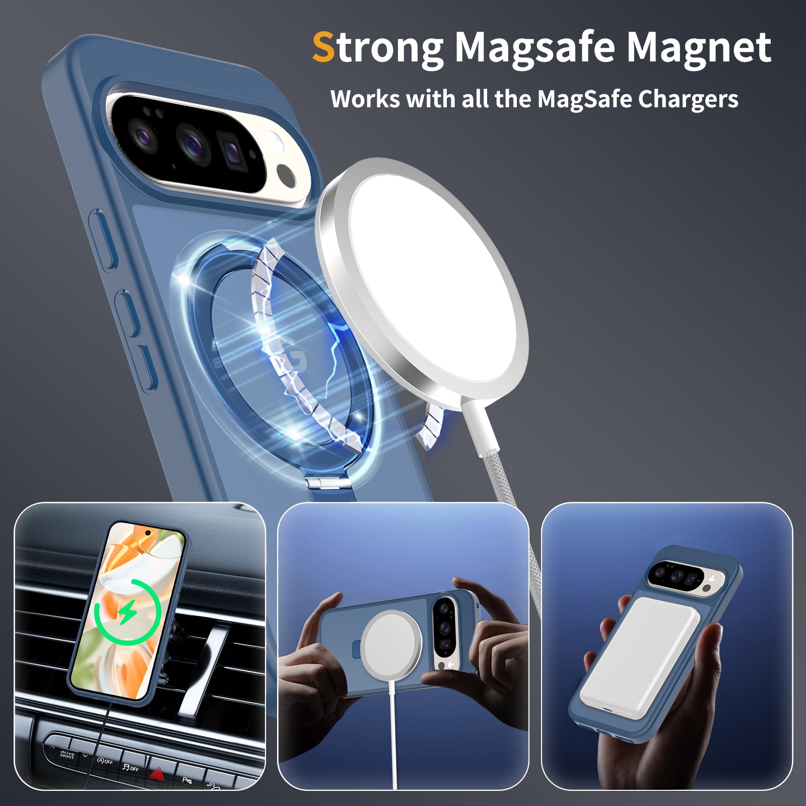 Google Pixel 9 Pro Hybridcase Magnetic Ring Donkerblauw