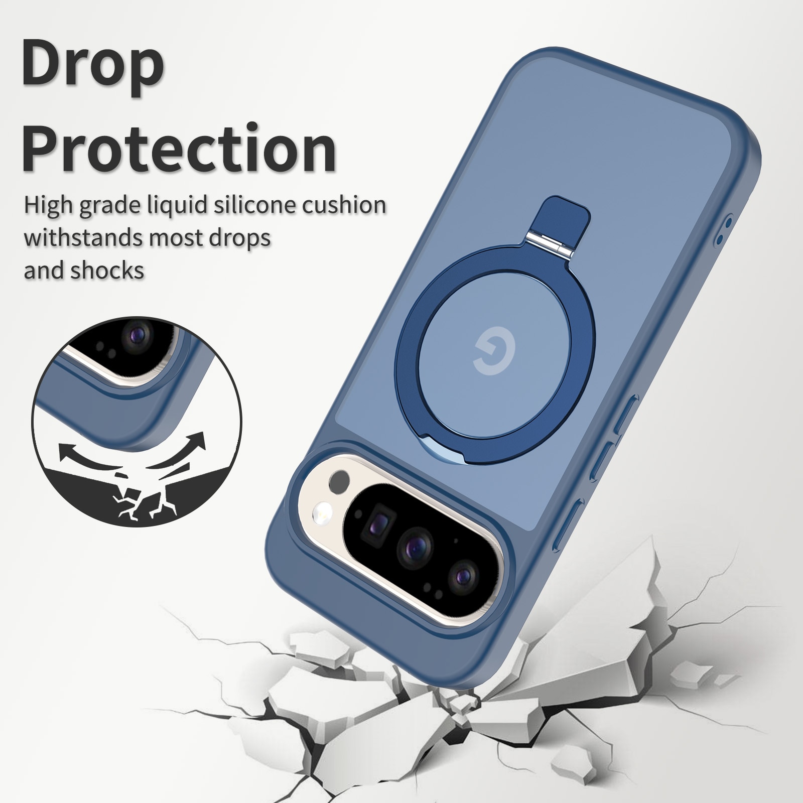 Google Pixel 9 Pro Hybridcase Magnetic Ring Donkerblauw