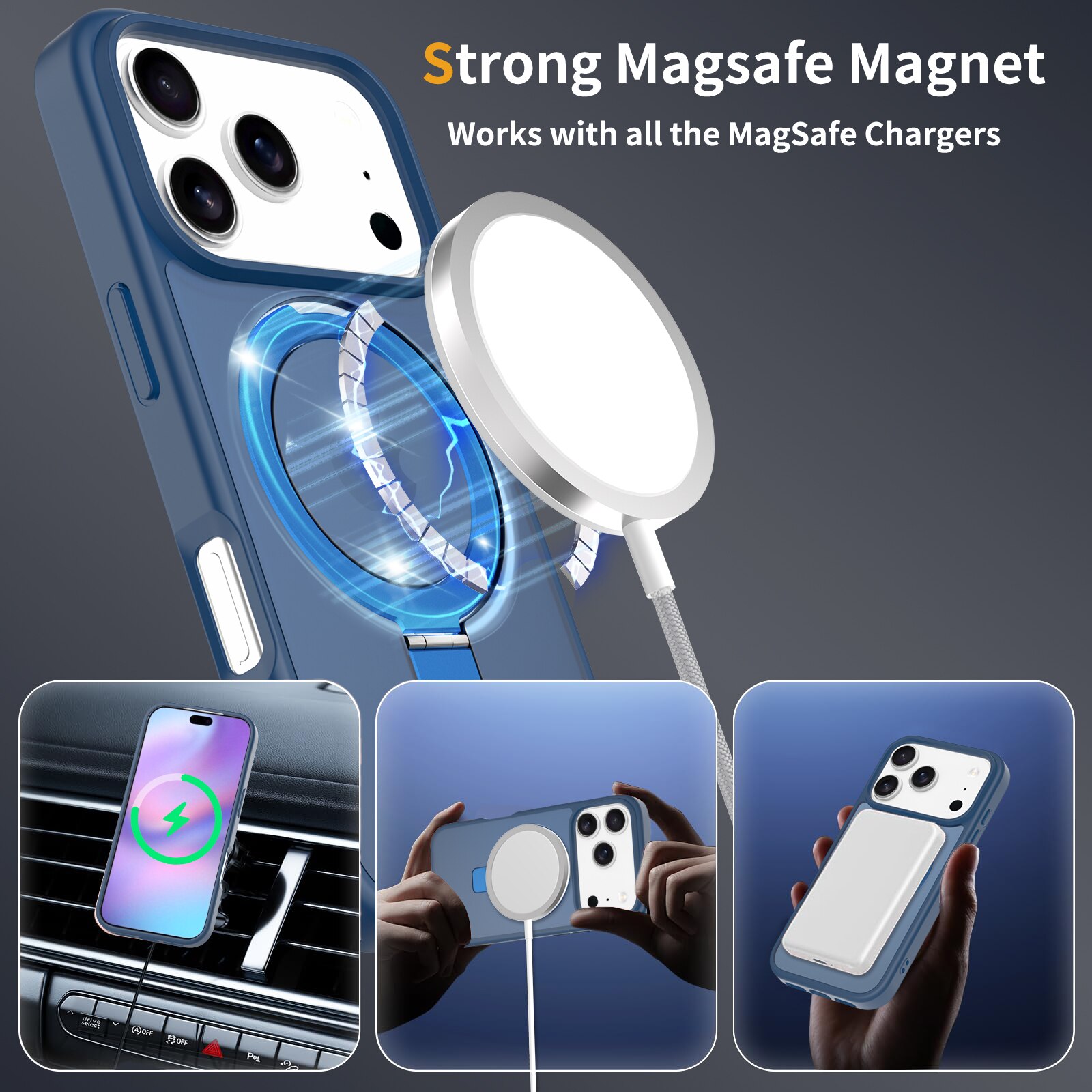 iPhone 17 Pro Max Hybridcase Magnetic Ring Donkerblauw