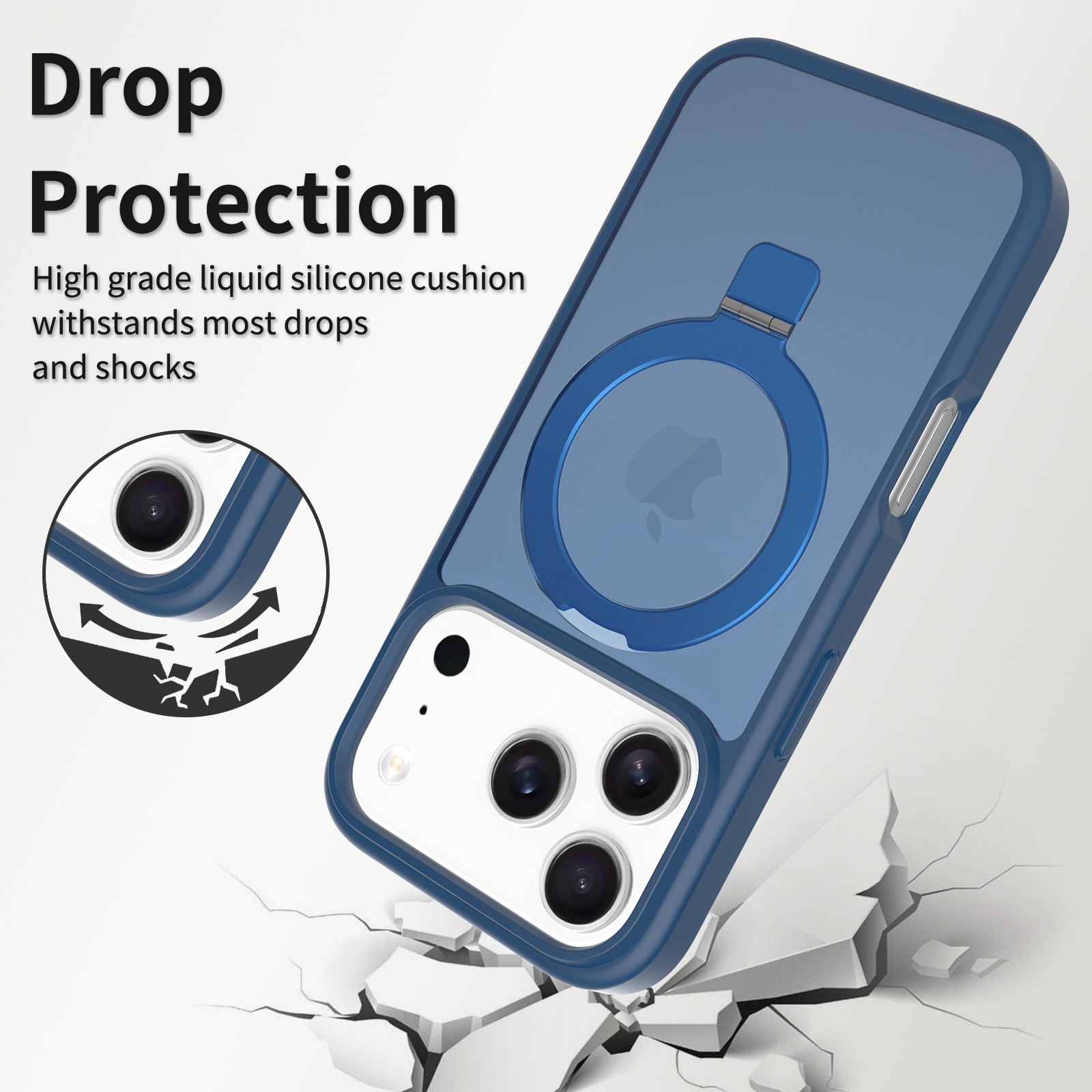 iPhone 17 Pro Max Hybridcase Magnetic Ring Donkerblauw