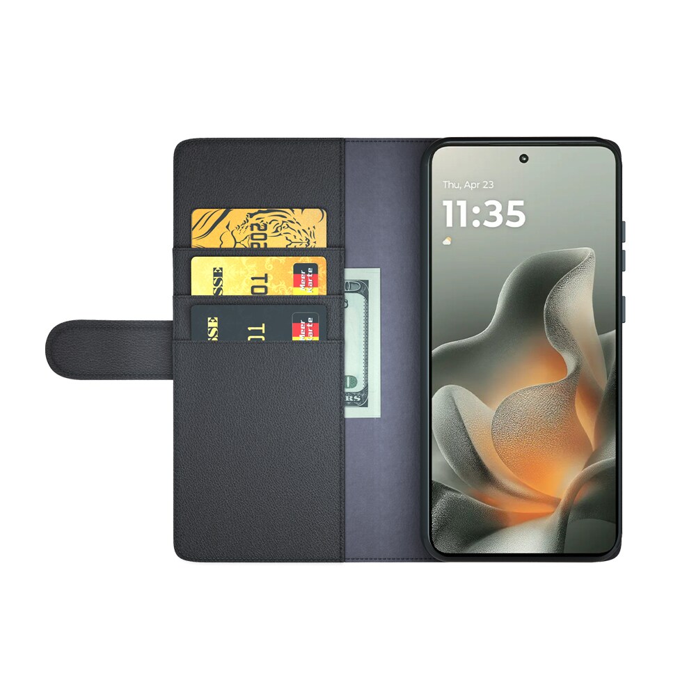 Motorola Edge 70 Echt lederen hoesje Zwart