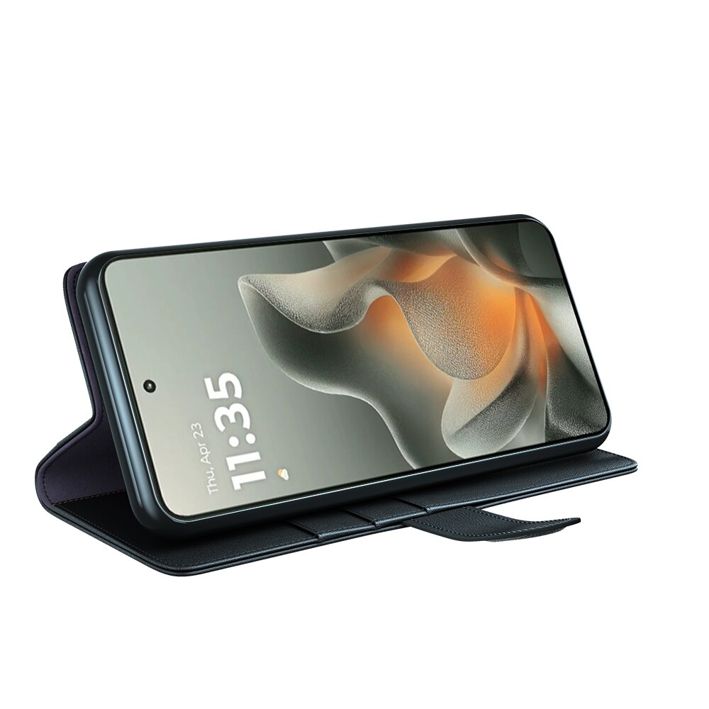 Motorola Edge 70 Echt lederen hoesje Zwart