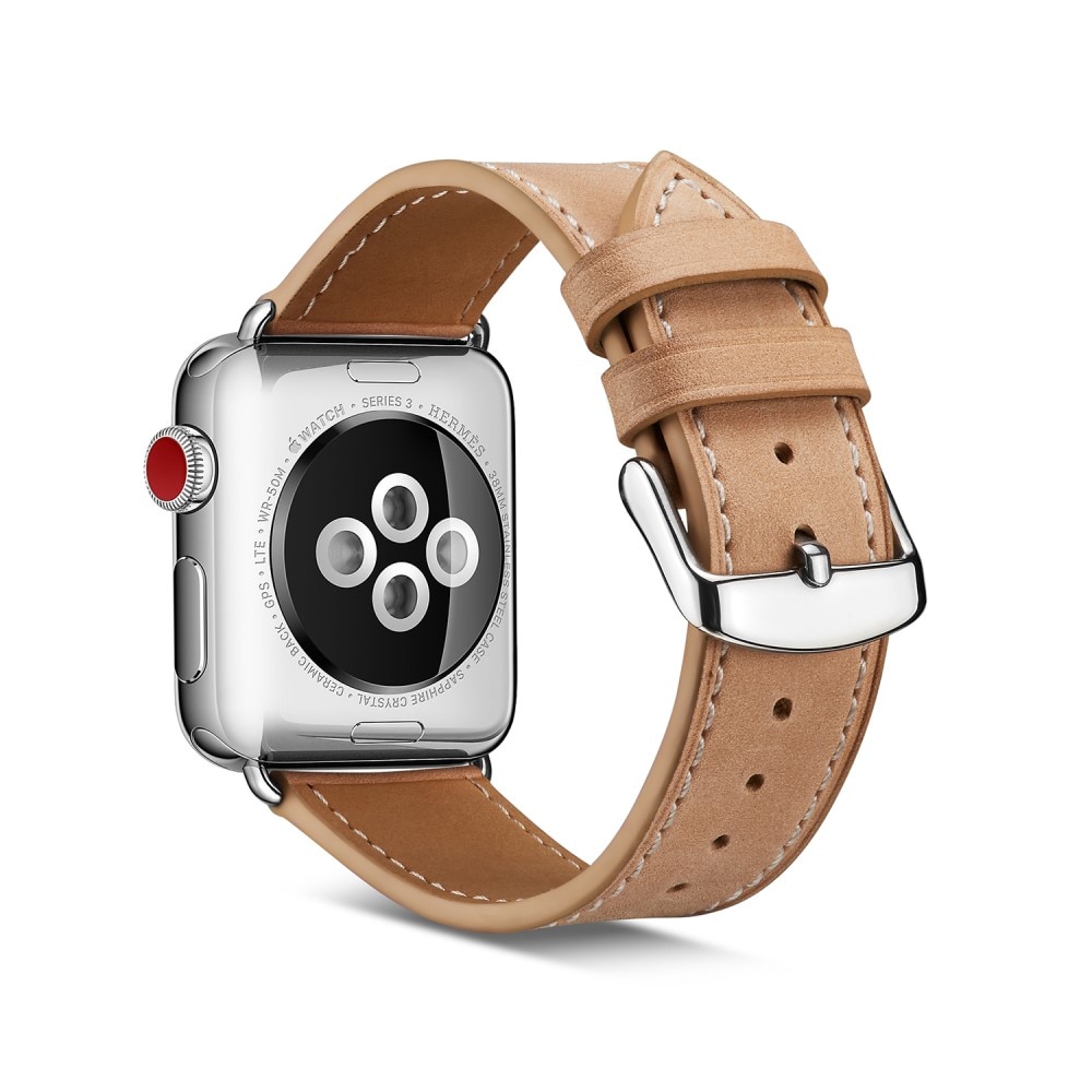 Apple Watch 44mm Leren bandje khaki