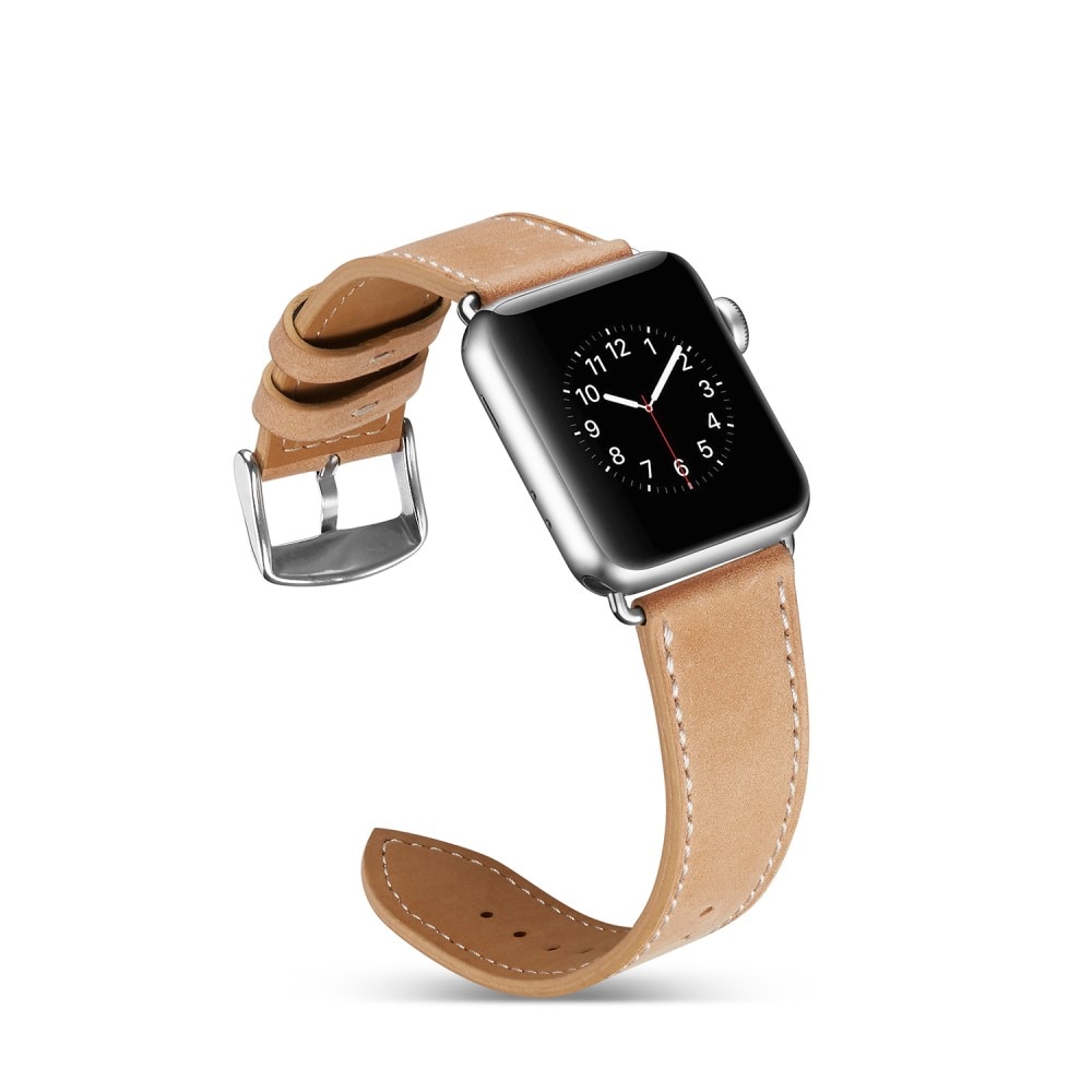Apple Watch 44mm Leren bandje khaki