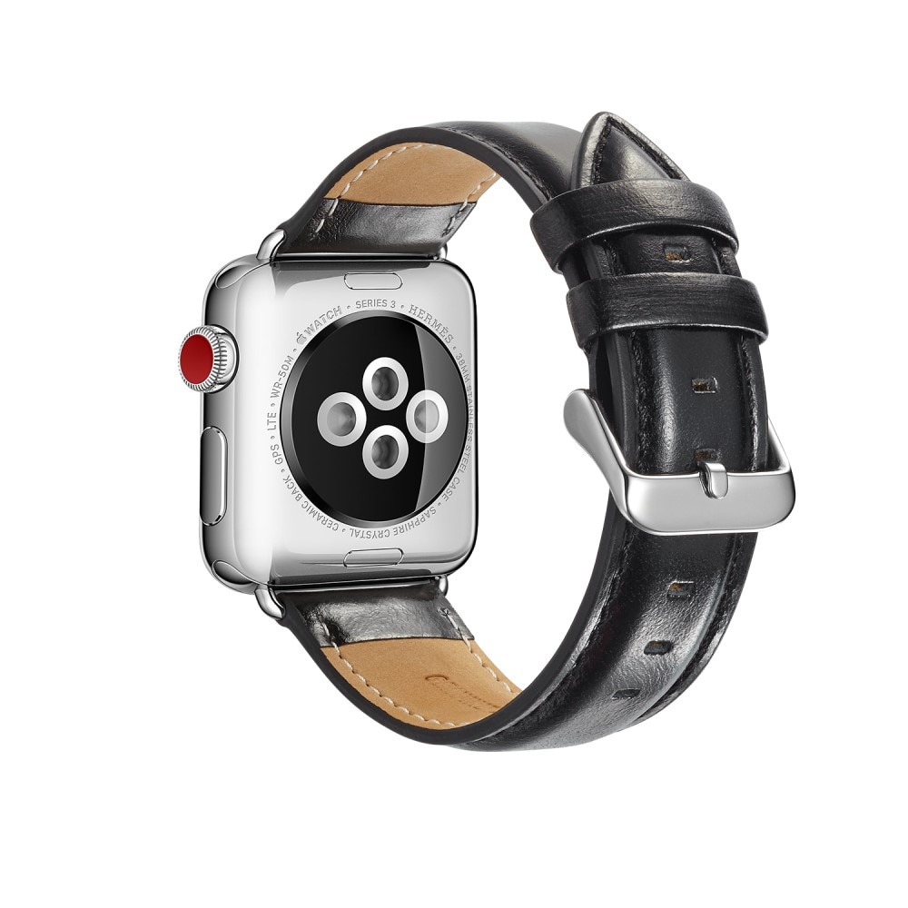 Apple Watch Ultra 49mm Premium Leather bandje zwart
