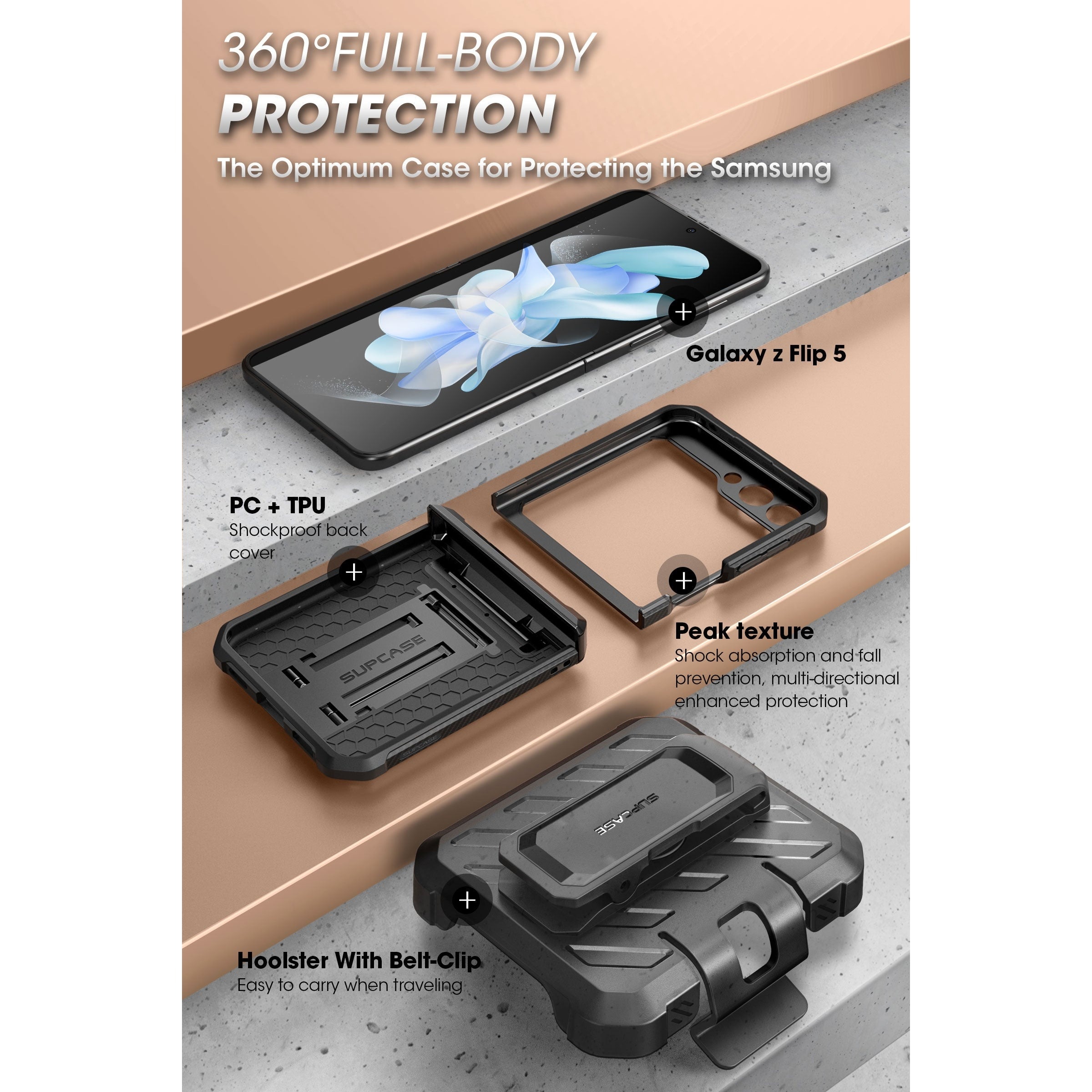 Unicorn Beetle Pro Case Samsung Galaxy Z Flip 5 zwart