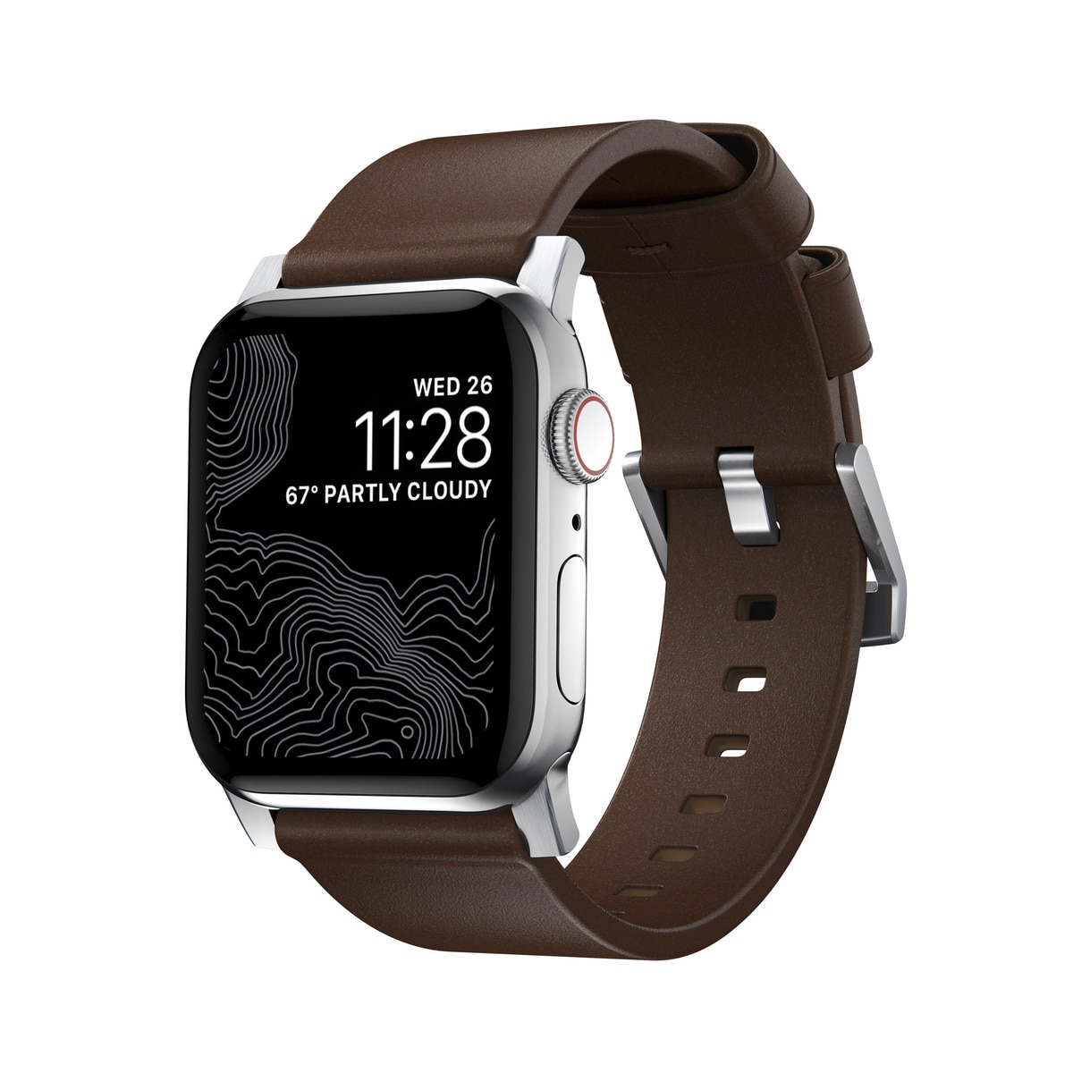 Modern Band Horween Leather Apple Watch 38/40/41 mm Rustic Brown (Silver Hardware)