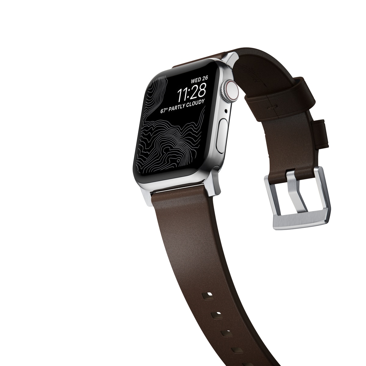 Modern Band Horween Leather Apple Watch 40mm Rustic Brown (Silver Hardware)