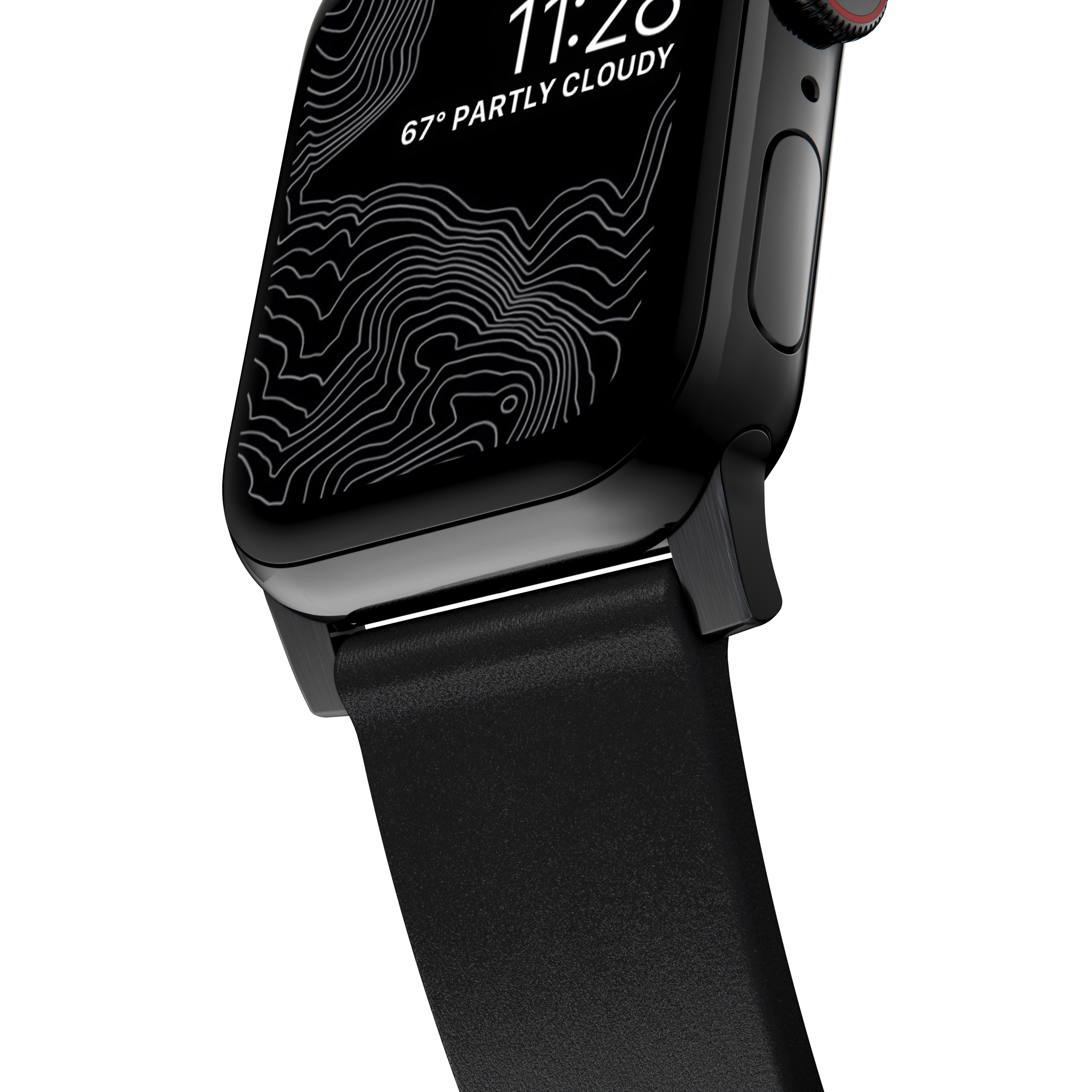 Modern Band Horween Leather Apple Watch SE 44mm Black (Black Hardware)