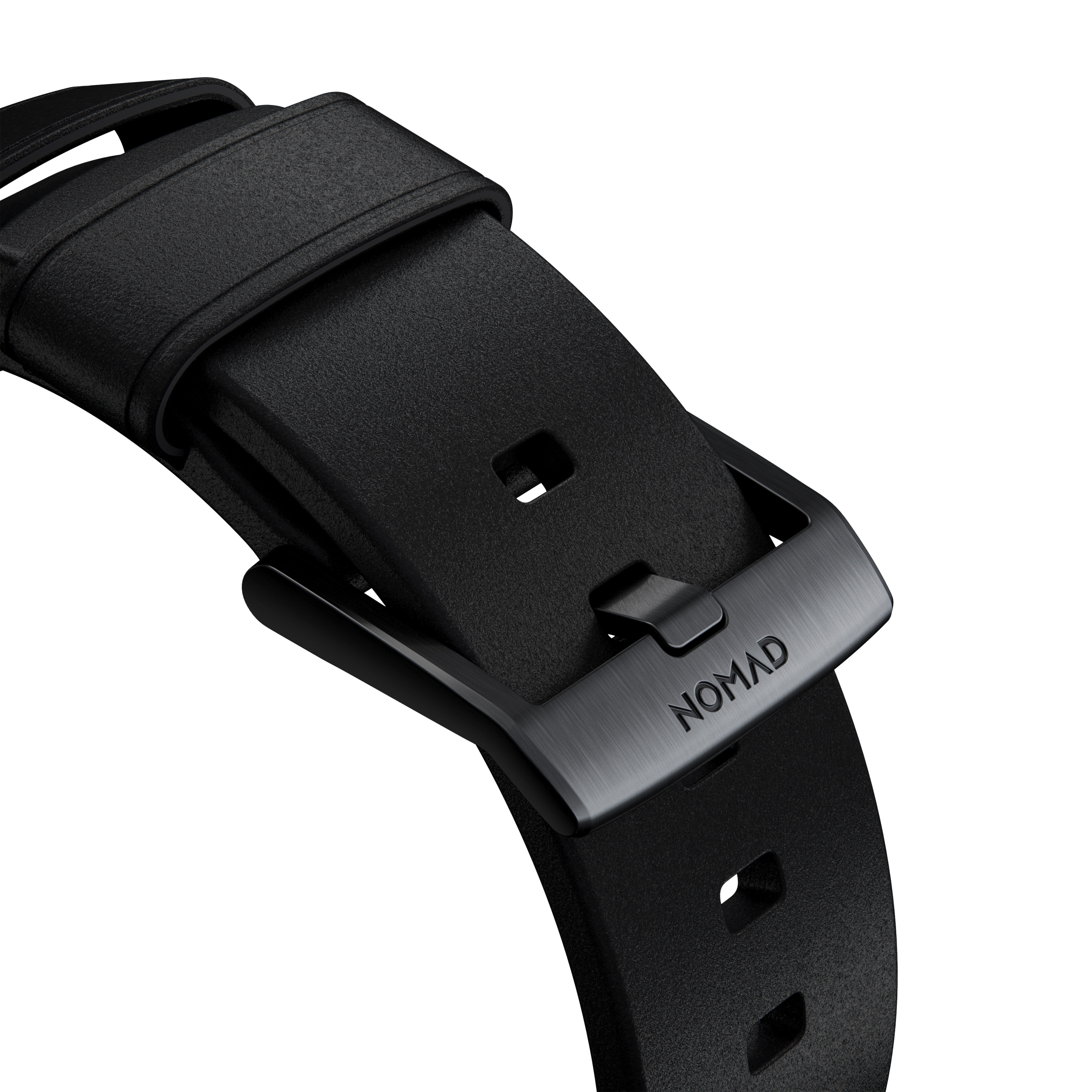 Modern Band Horween Leather Apple Watch 44mm Black (Black Hardware)