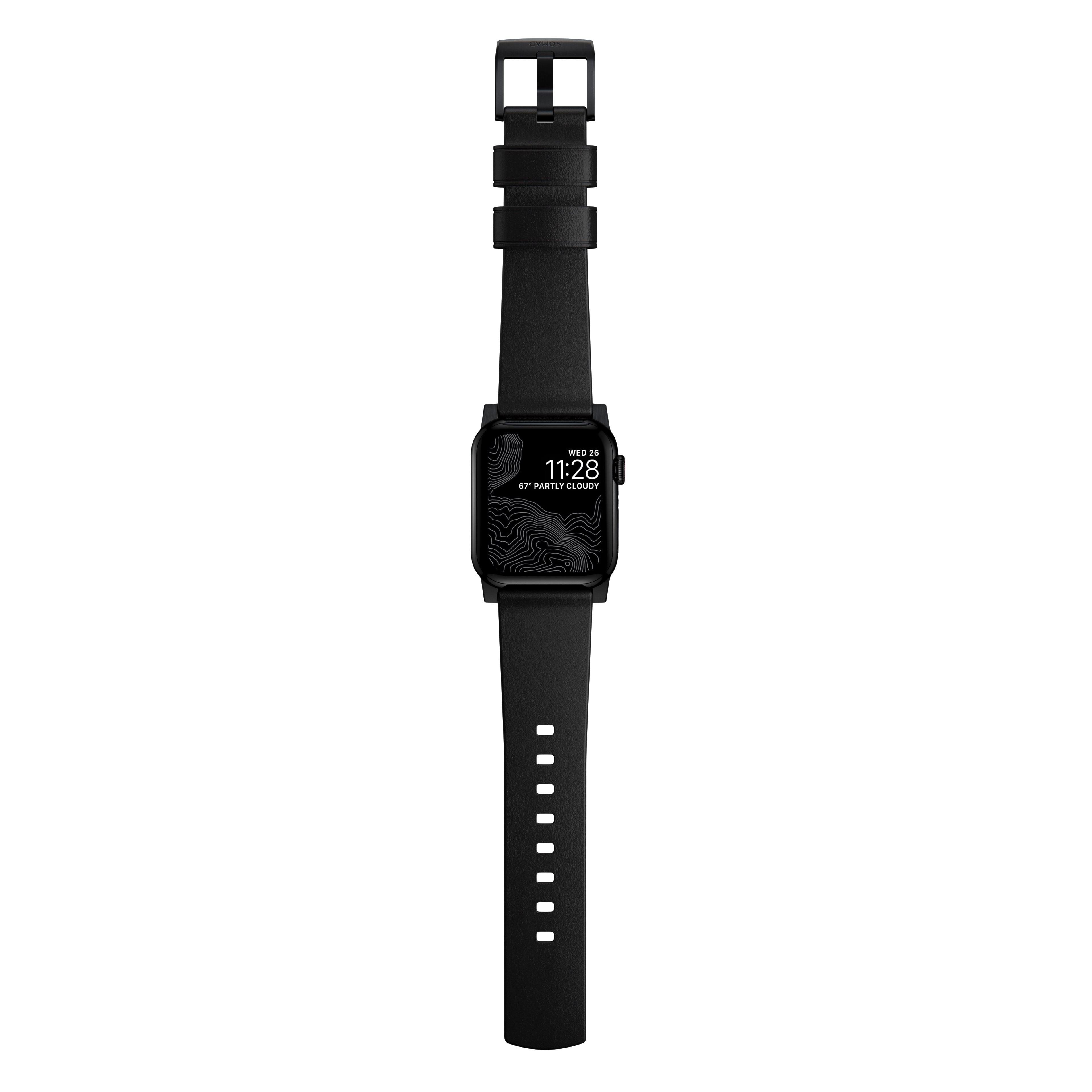 Modern Band Horween Leather Apple Watch 42mm Black (Black Hardware)