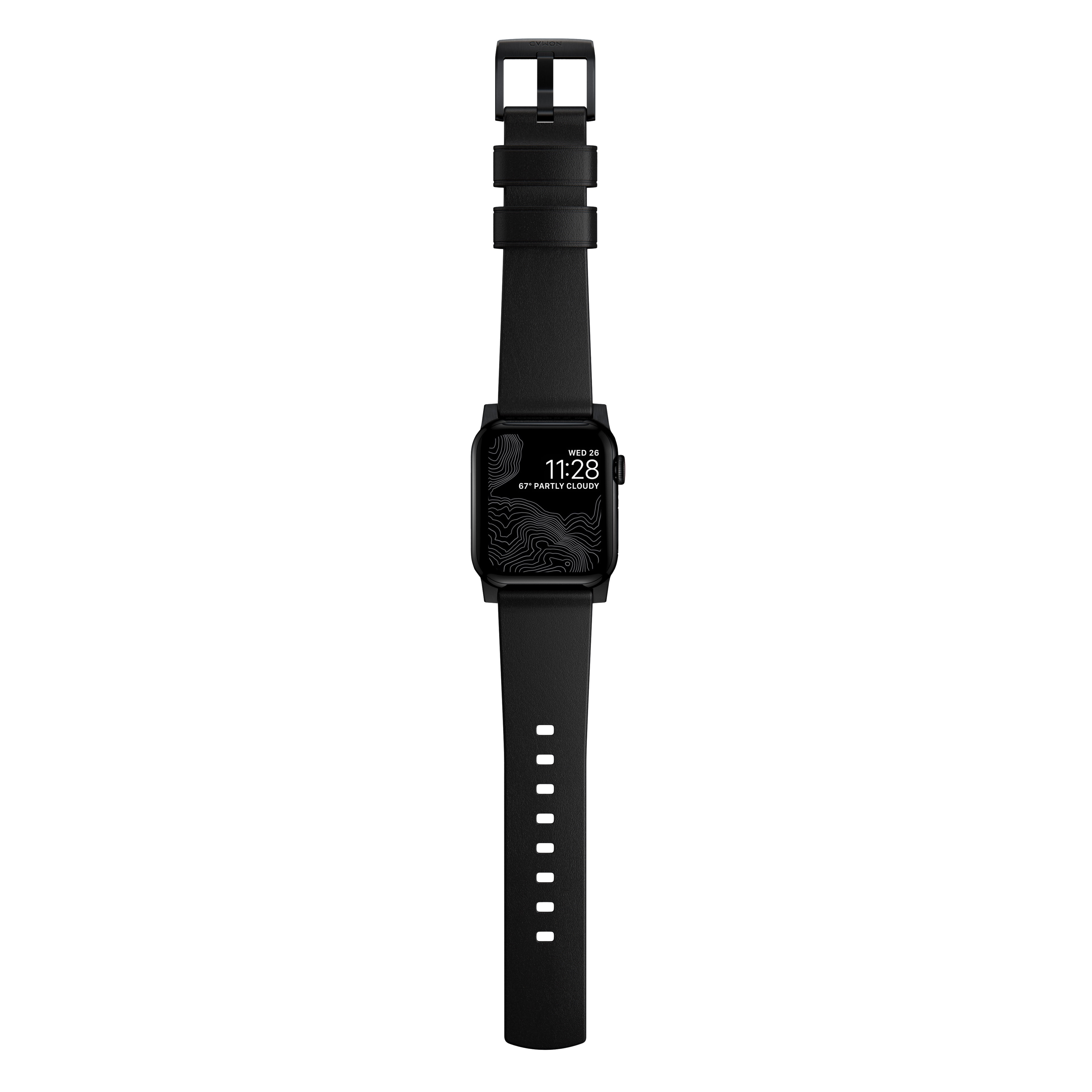 Modern Band Horween Leather Apple Watch 44mm Black (Black Hardware)