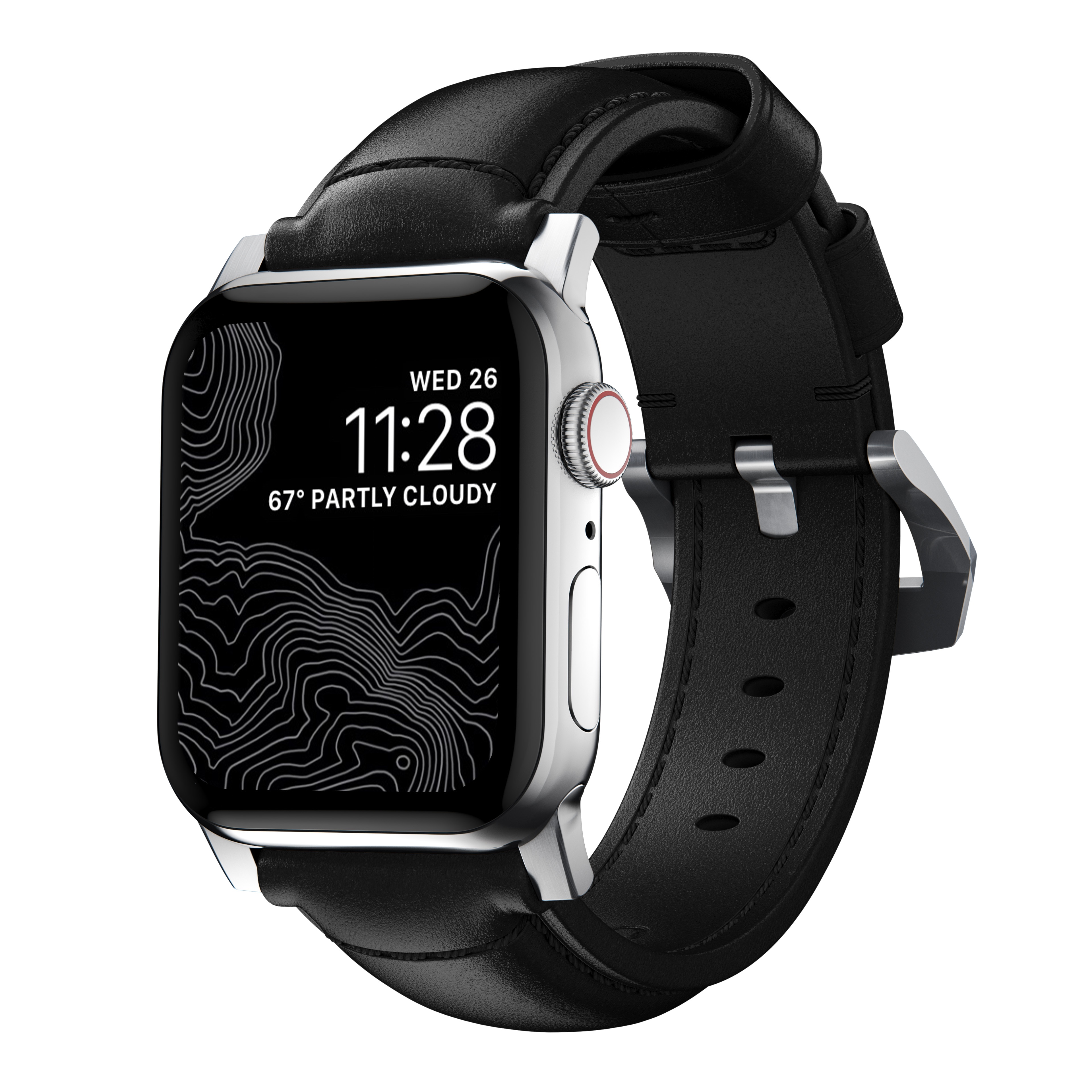 Traditional Band Apple Watch 45mm Series 9 Black (Silver Hardware)