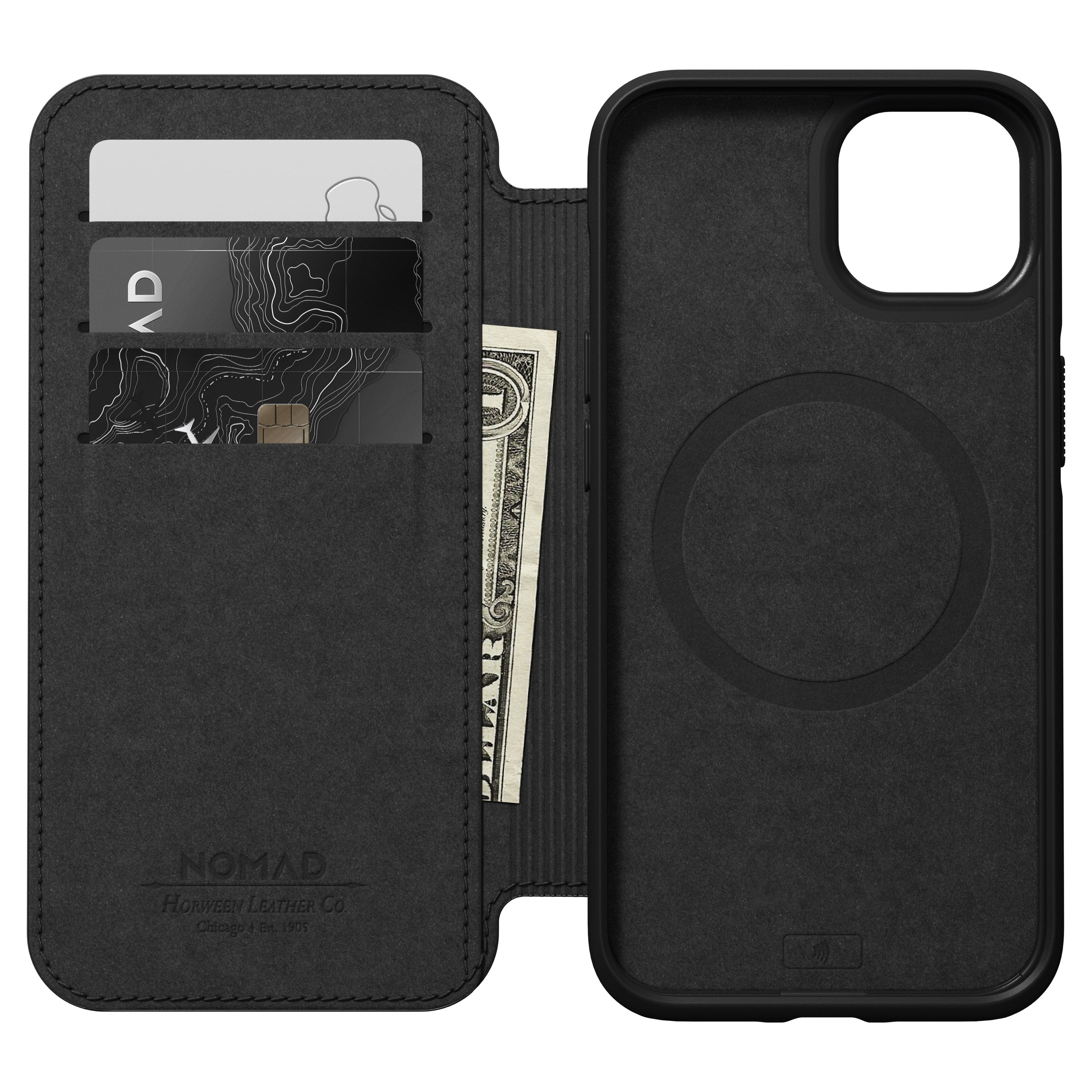 Modern Horween Leather Folio iPhone 13 Black