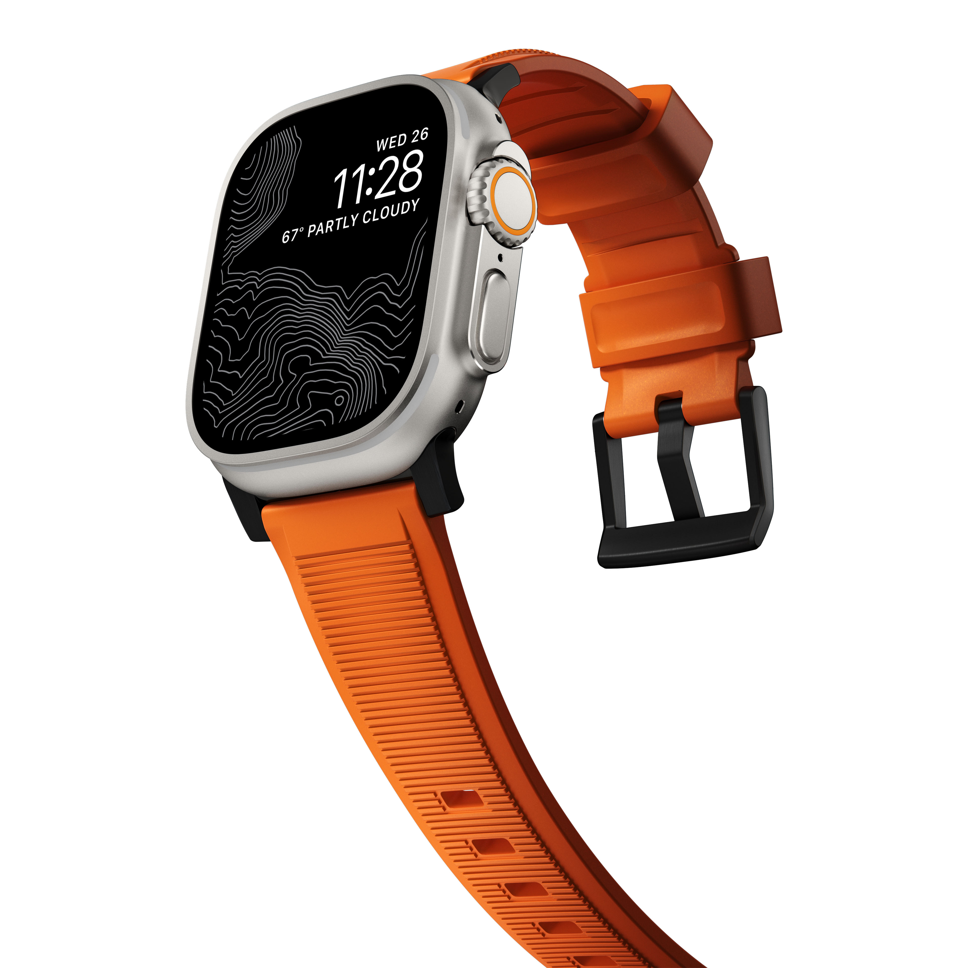 Rugged Band Apple Watch 44mm Ultra Orange (Black Hardware)