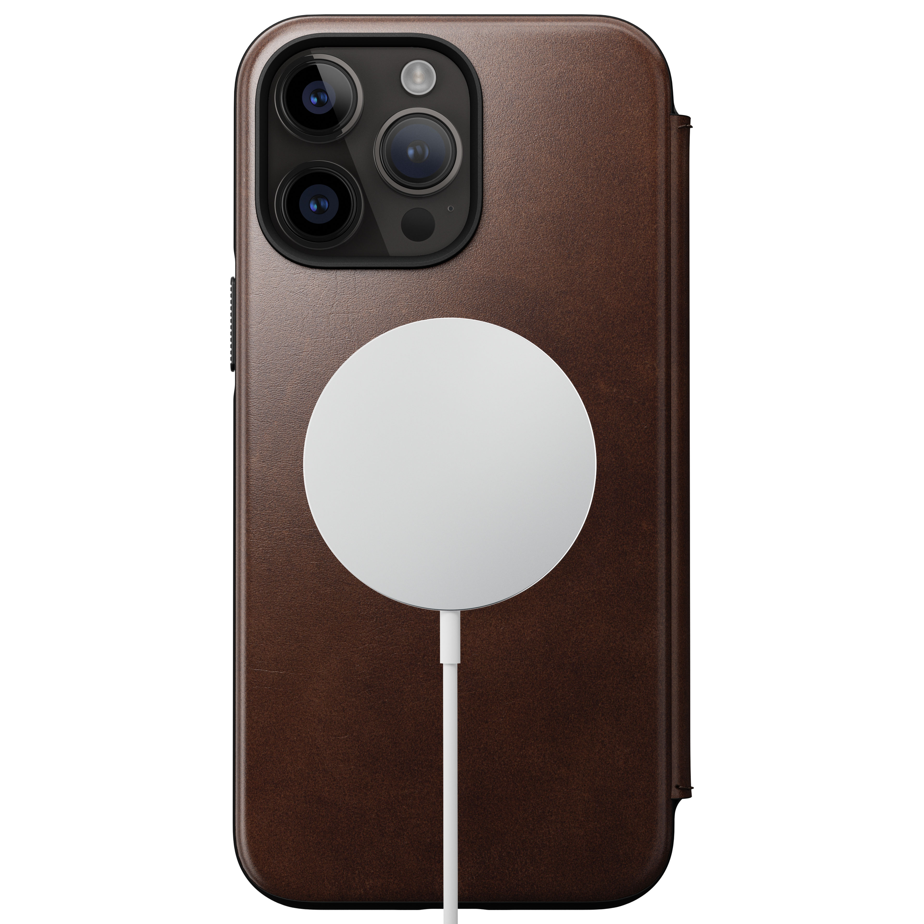 Modern Horween Leather Folio MagSafe iPhone 14 Pro Max Rustic Brown