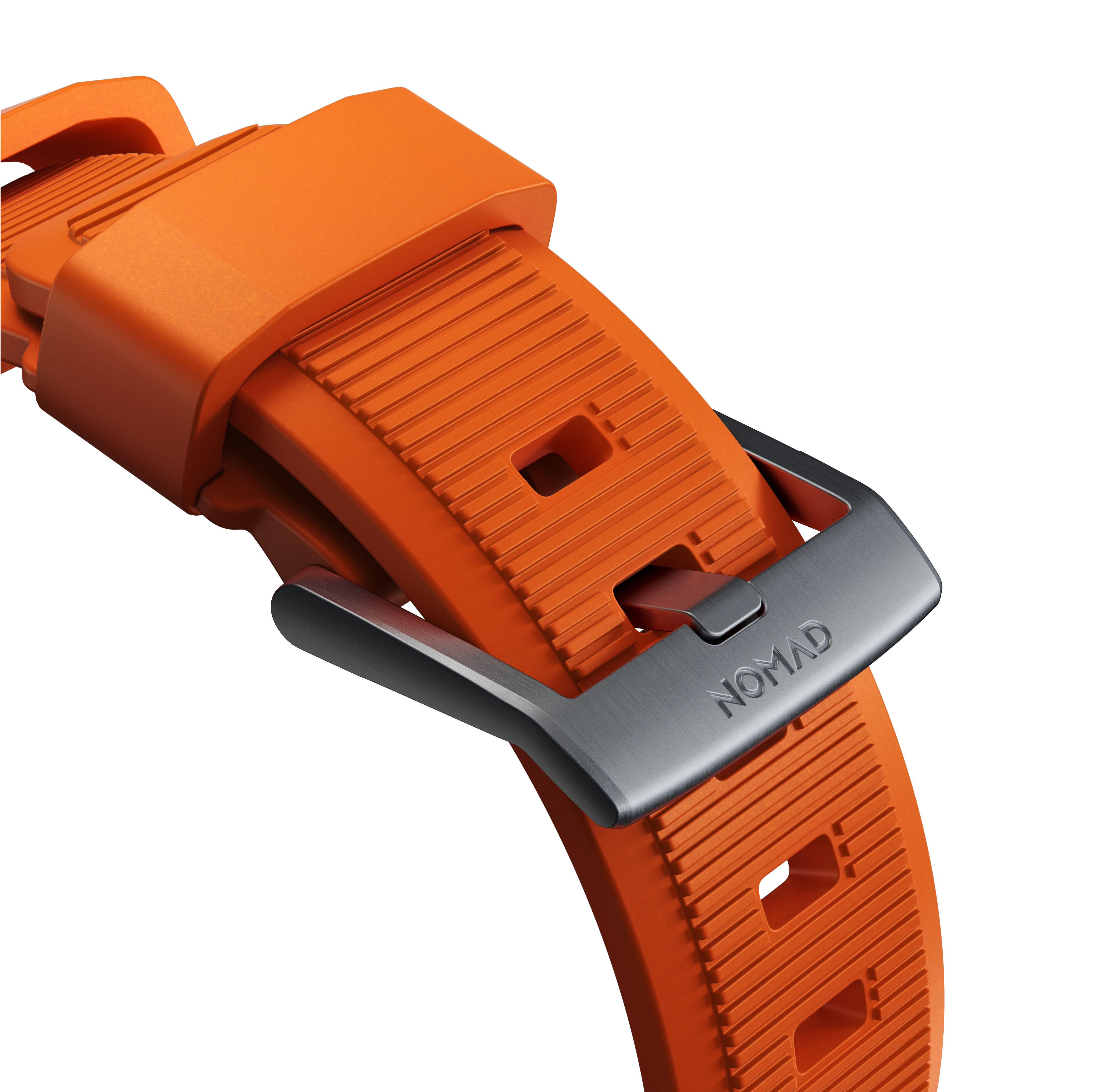 Rugged Band Apple Watch 45mm Series 8 Ultra Orange (Silver Hardware)