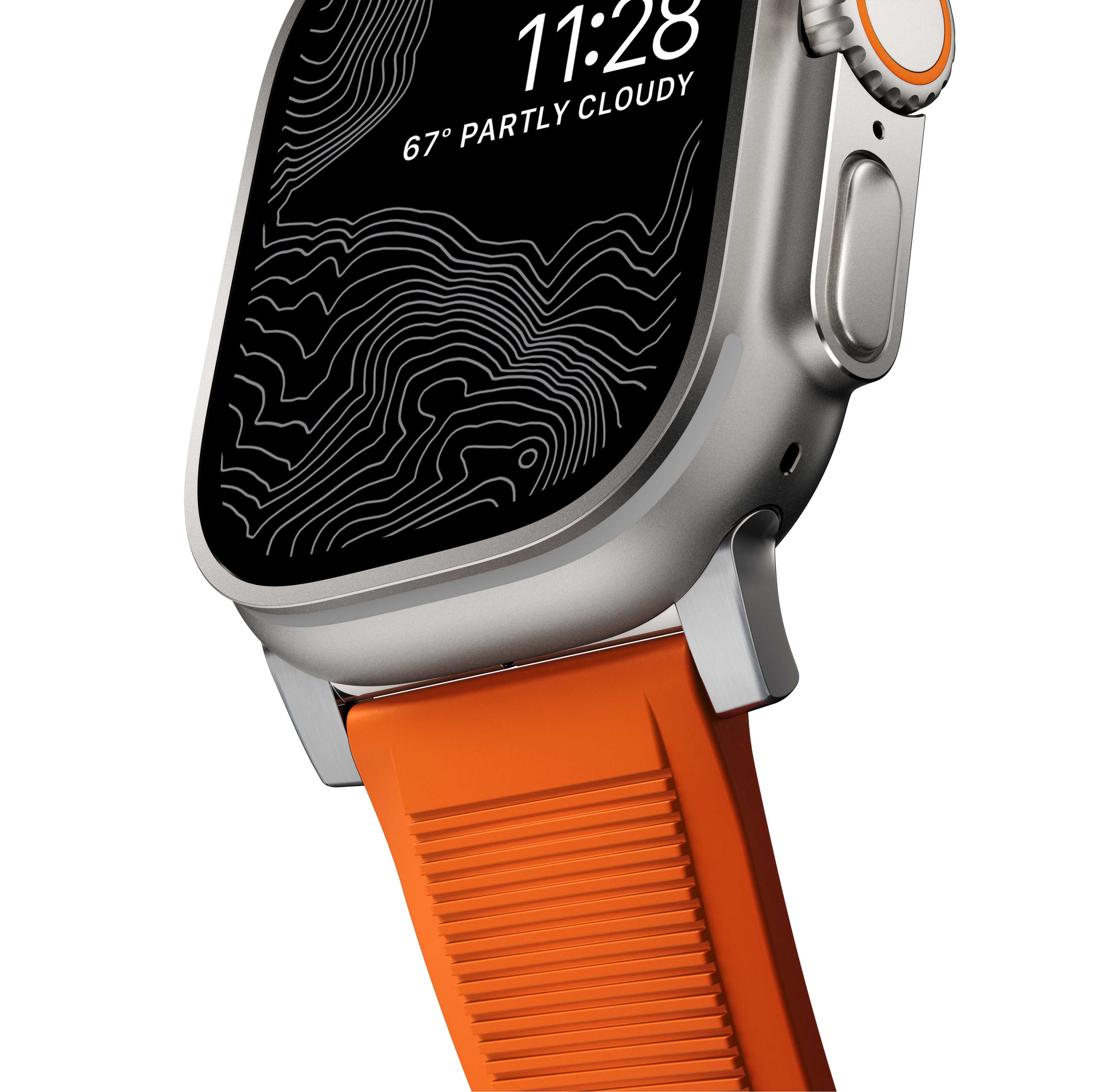 Rugged Band Apple Watch 44mm Ultra Orange (Silver Hardware)