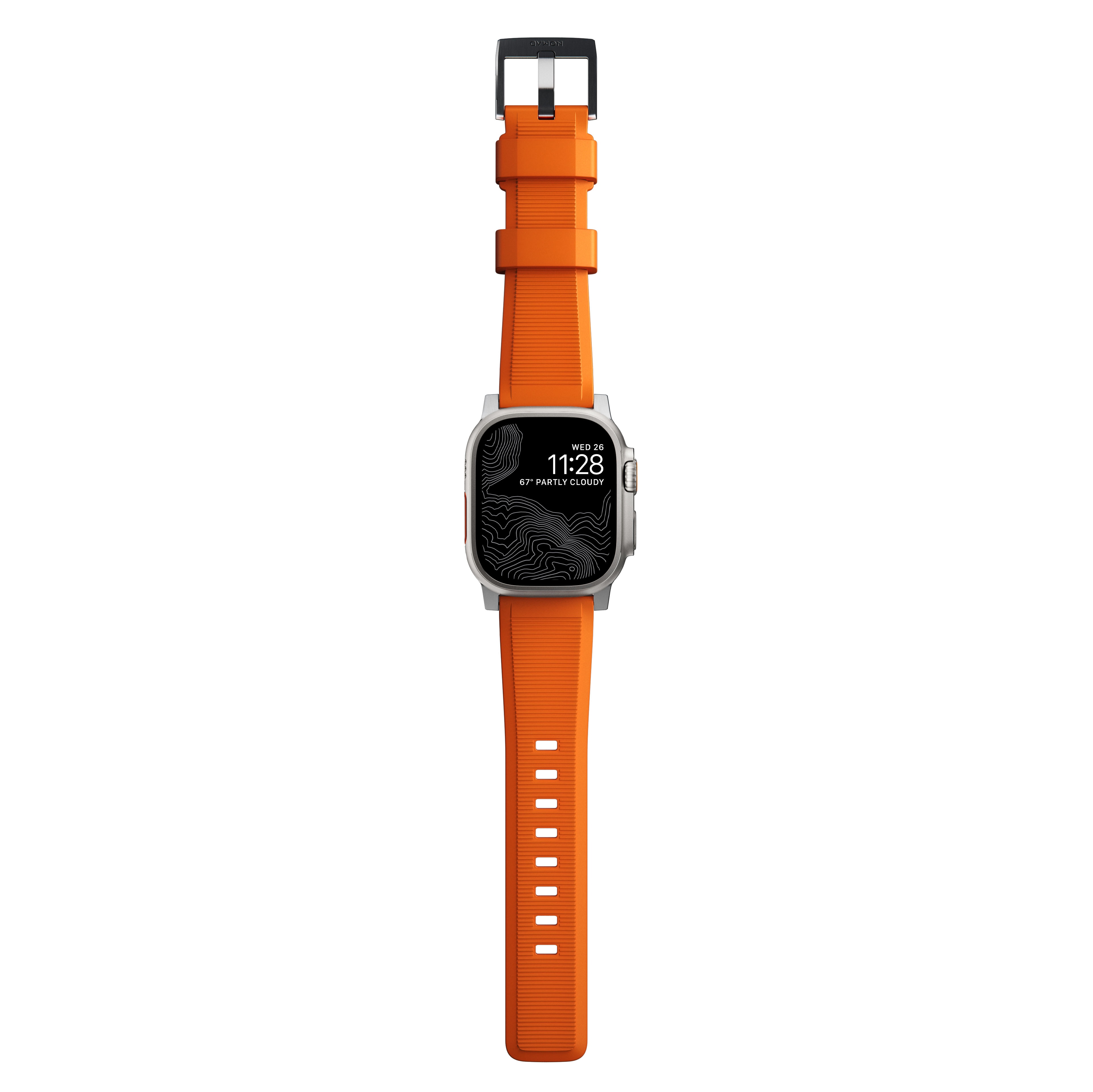 Rugged Band Apple Watch 42mm Ultra Orange (Silver Hardware)