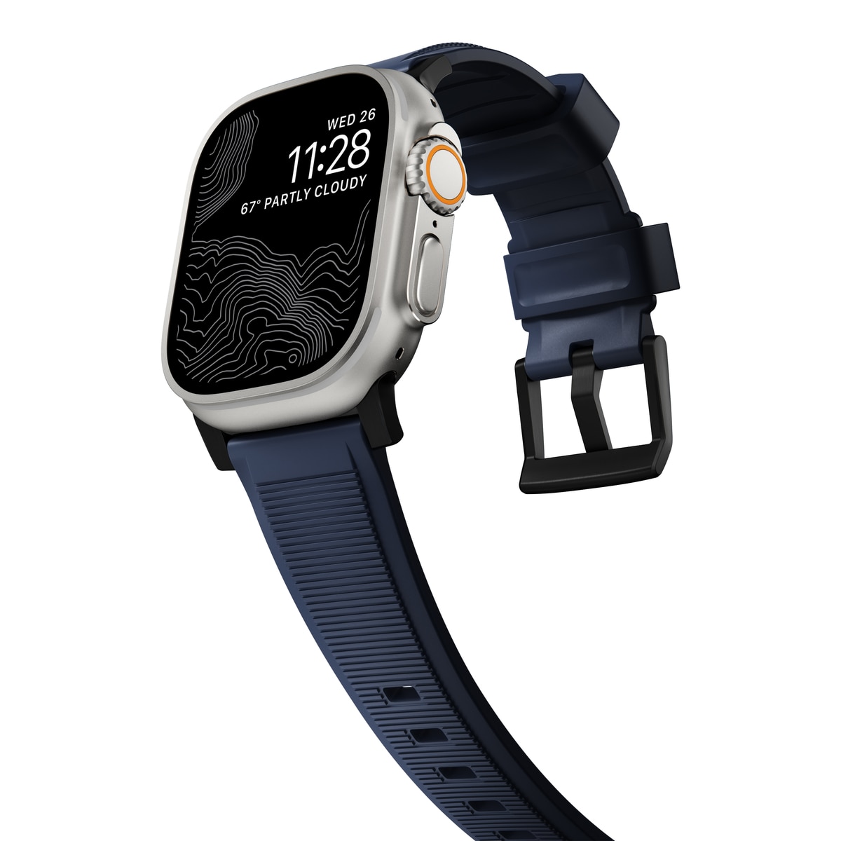 Rugged Band Apple Watch 45mm Series 7 Atlantic Blue (Black Hardware)