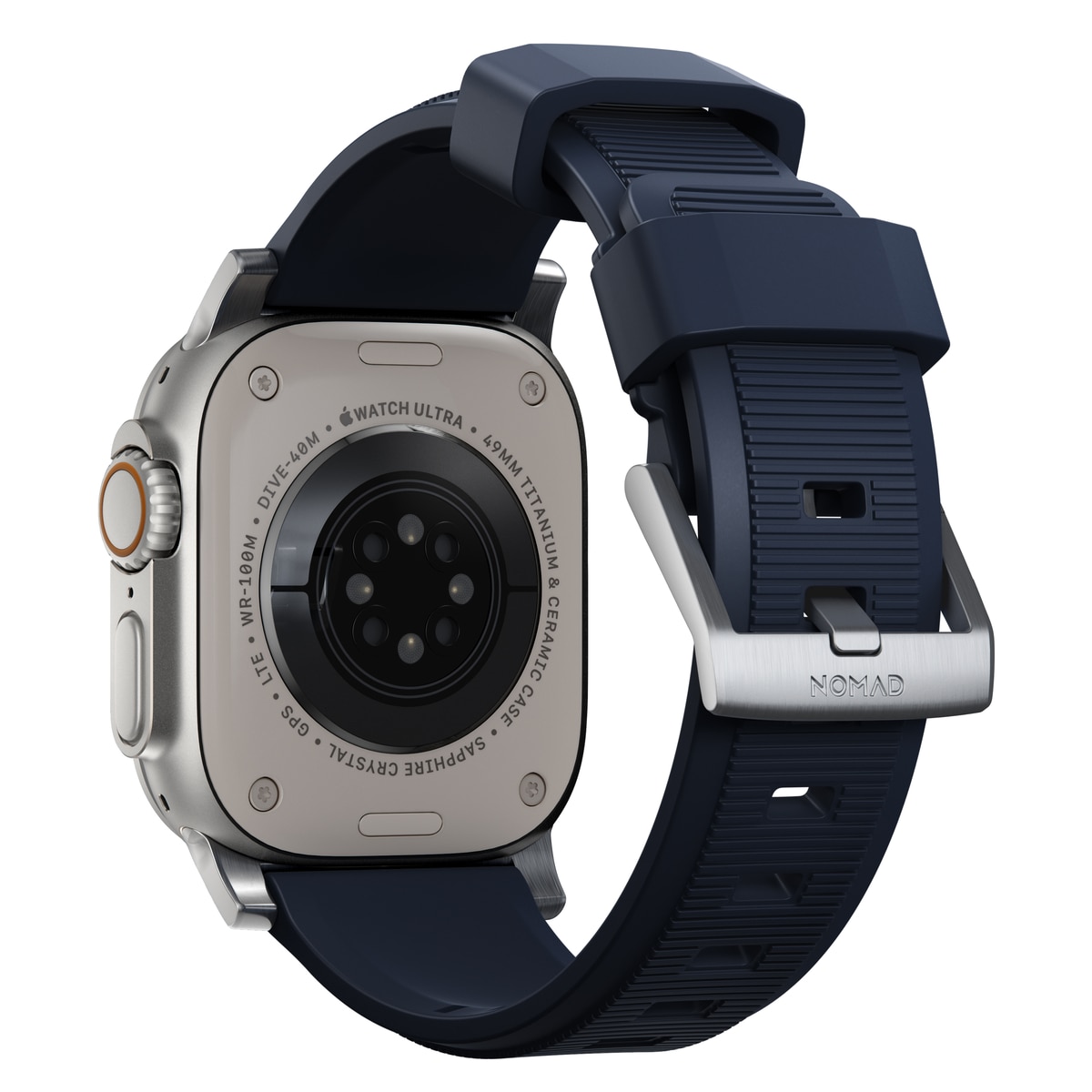 Rugged Band Apple Watch Ultra 2 49mm Atlantic Blue (Silver Hardware)