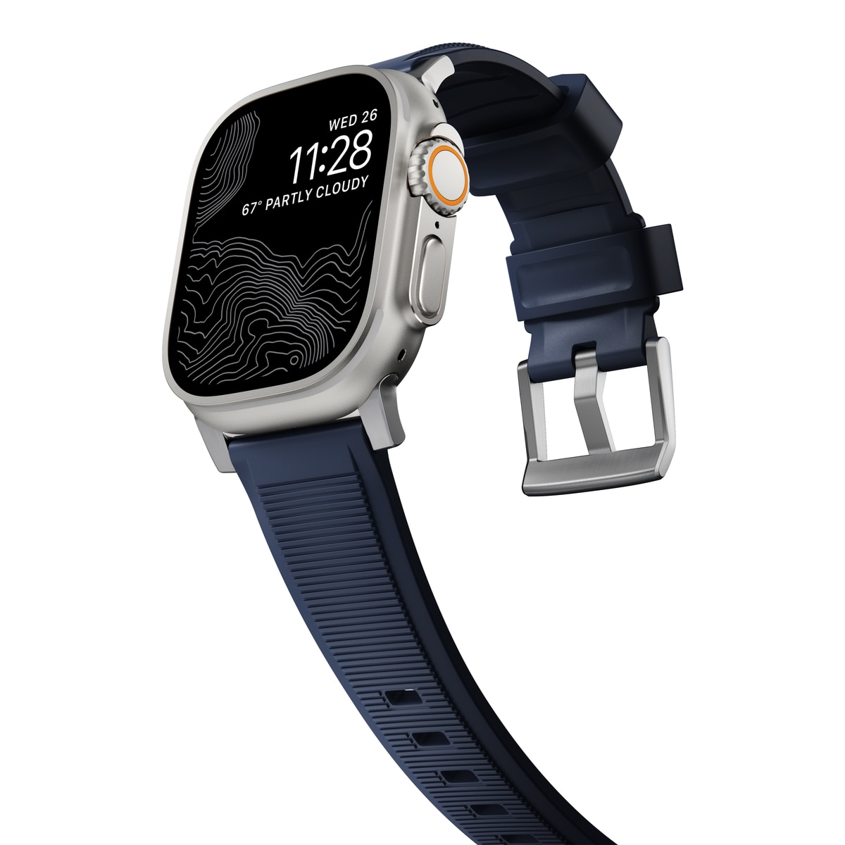 Rugged Band Apple Watch SE 44mm Atlantic Blue (Silver Hardware)
