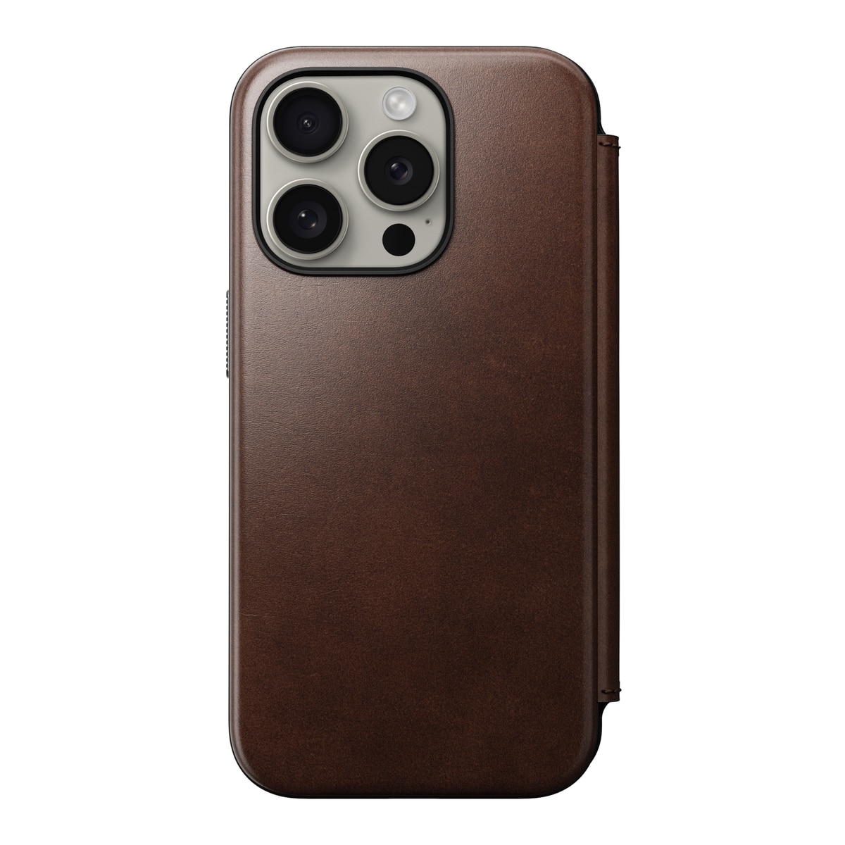 Modern Horween Leather Folio iPhone 15 Pro MagSafe Rustic Brown