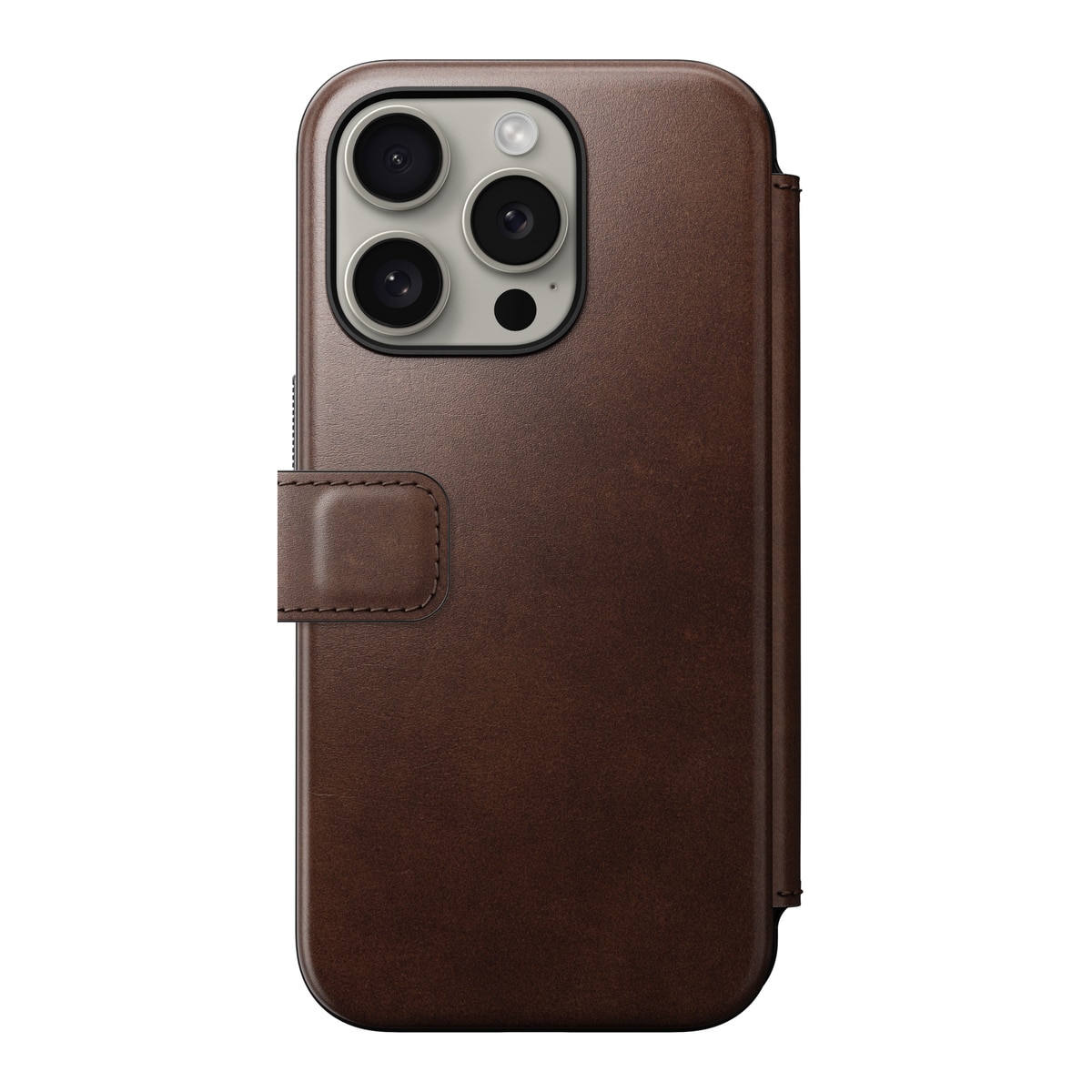 Modern Horween Leather Folio iPhone 15 Pro MagSafe Rustic Brown