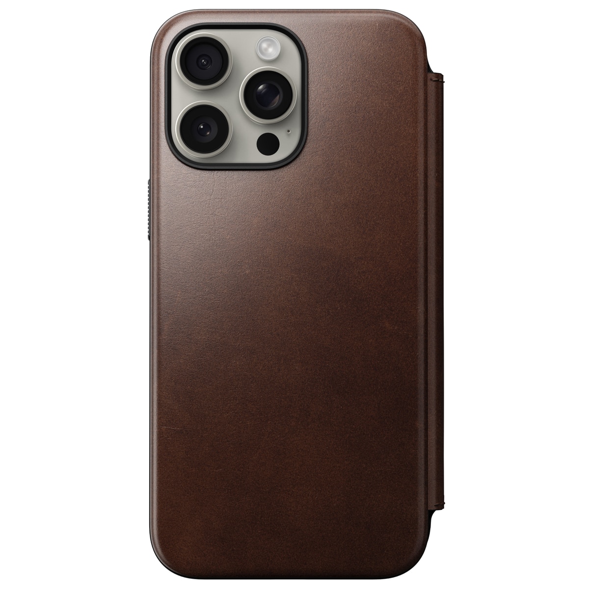 Modern Horween Leather Folio MagSafe iPhone 15 Pro Max Rustic Brown