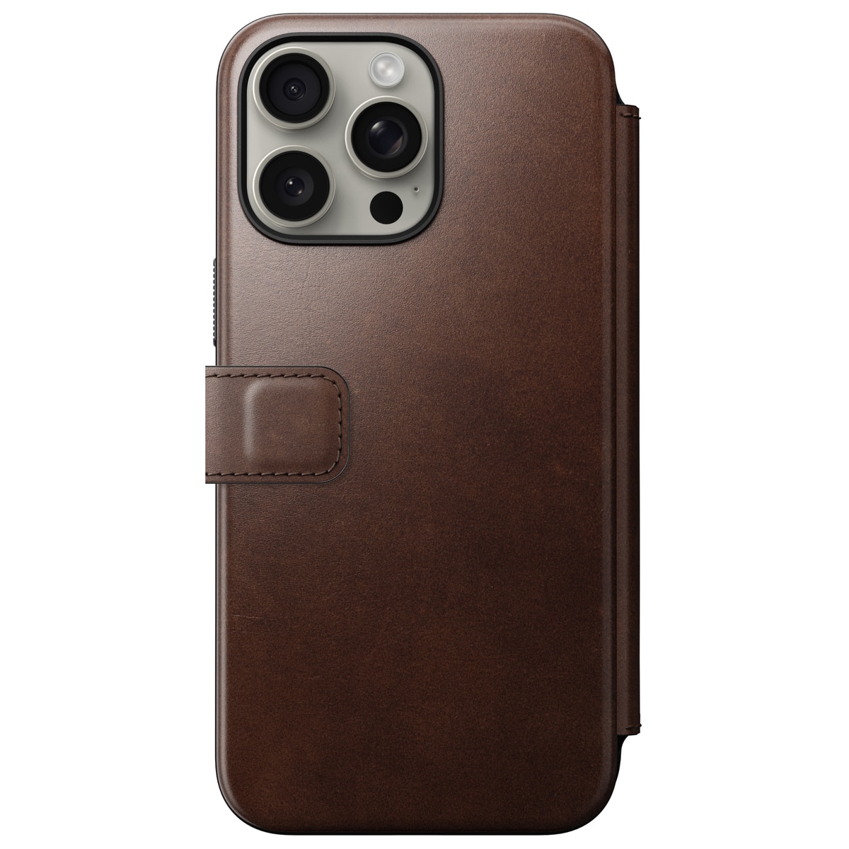 Modern Horween Leather Folio MagSafe iPhone 15 Pro Max Rustic Brown