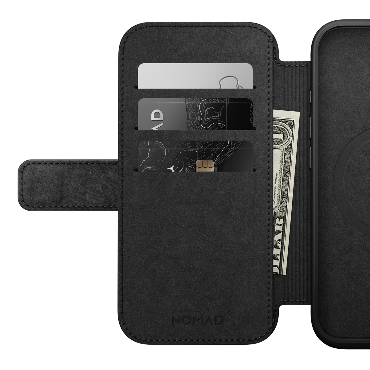 Modern Leather Folio MagSafe iPhone 16 Black