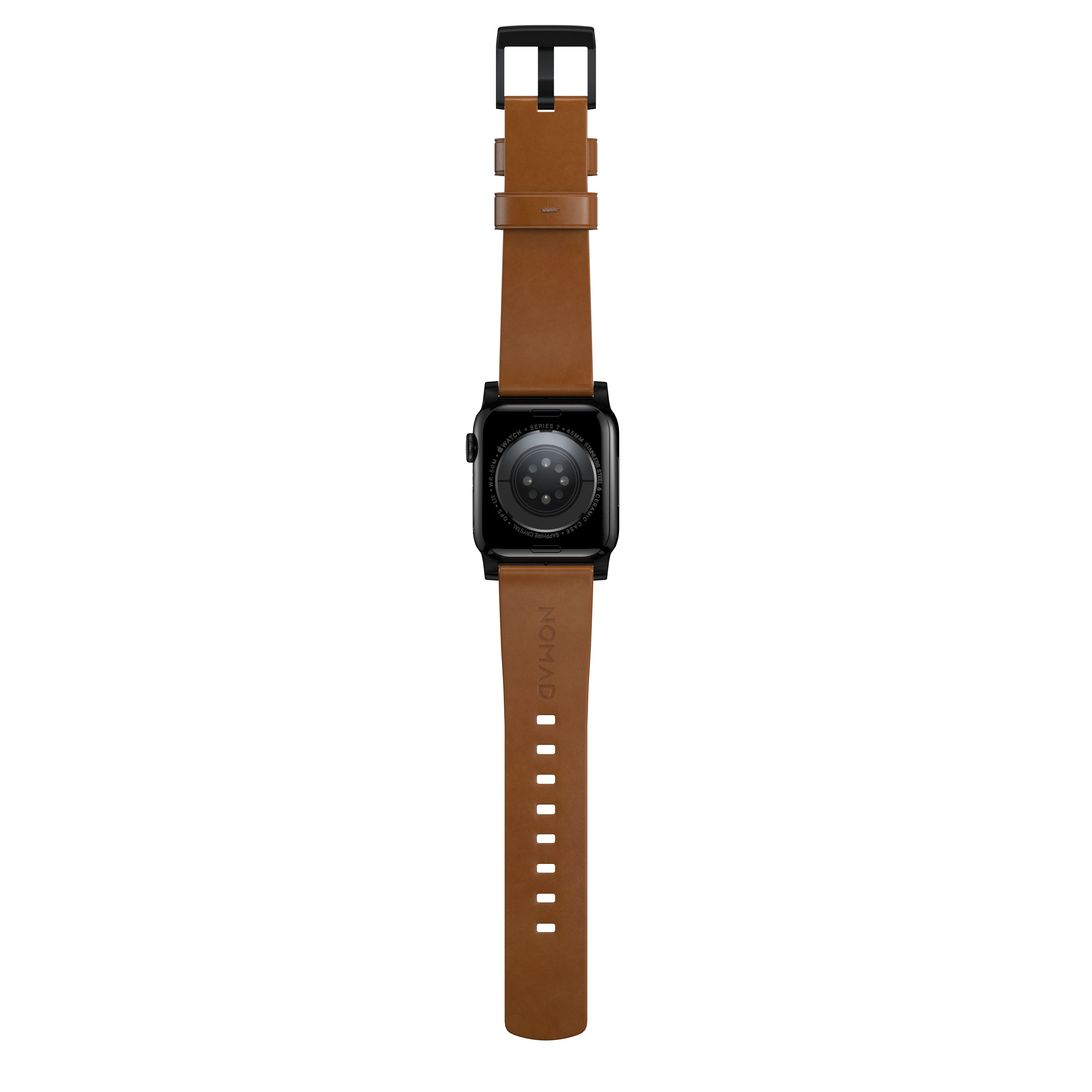 Modern Leather Band Apple Watch 42mm English Tan (Black Hardware)