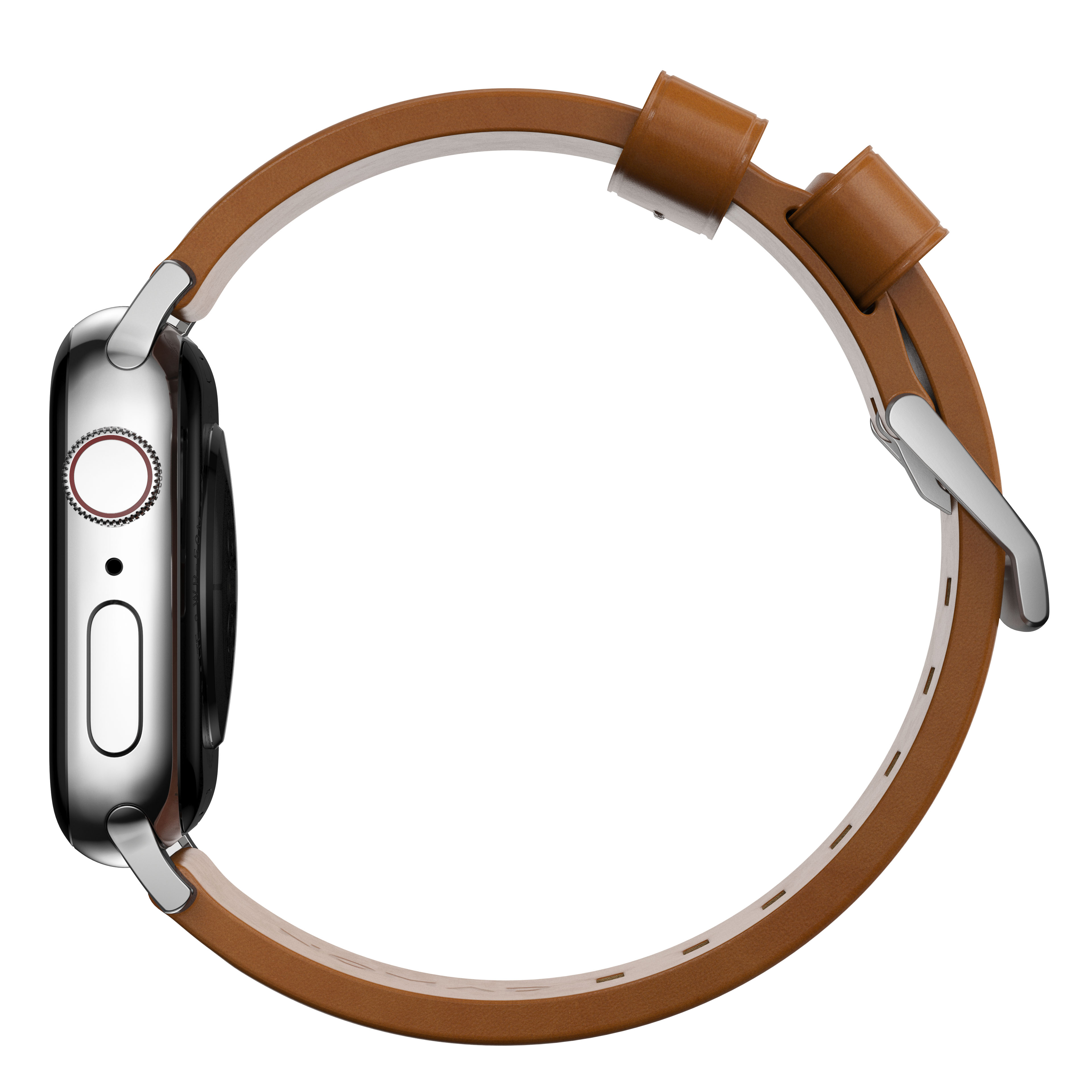 Modern Leather Band Apple Watch 42/44/45/49 mm English Tan (Silver Hardware)