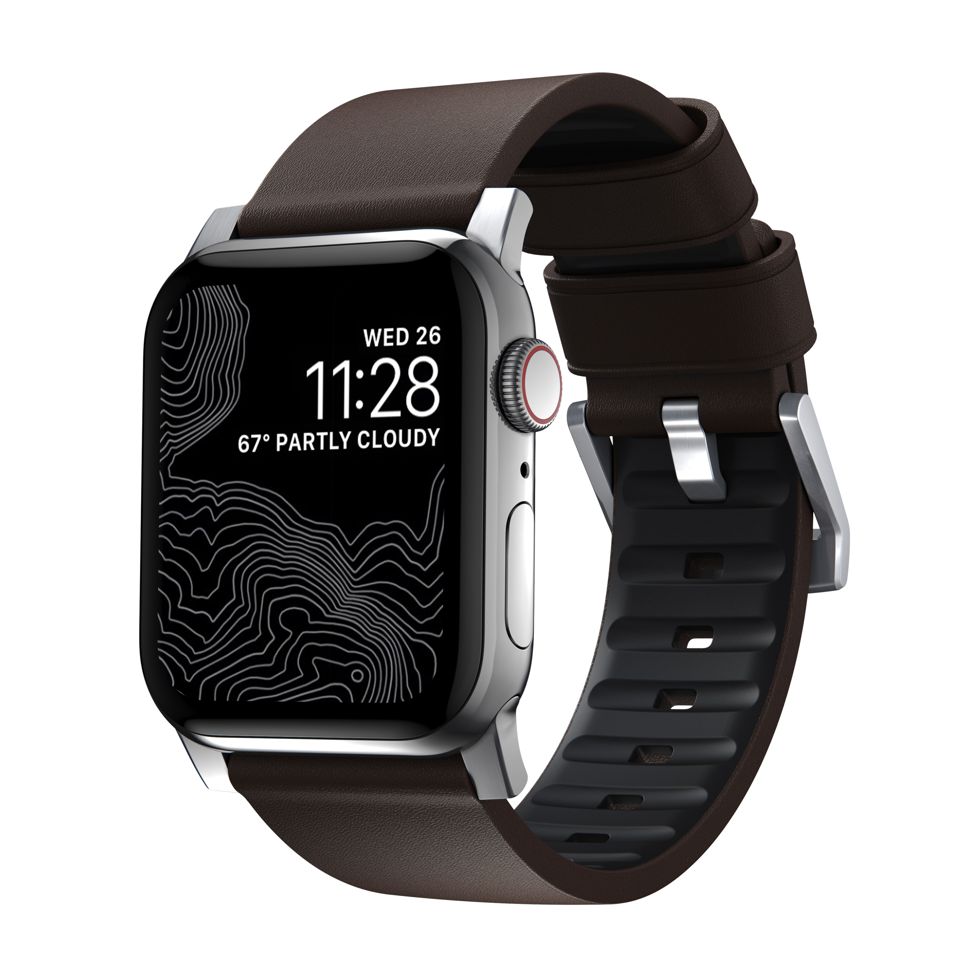 Active Band Pro Apple Watch 45mm Series 7 Classic Brown (Silver Hardware)