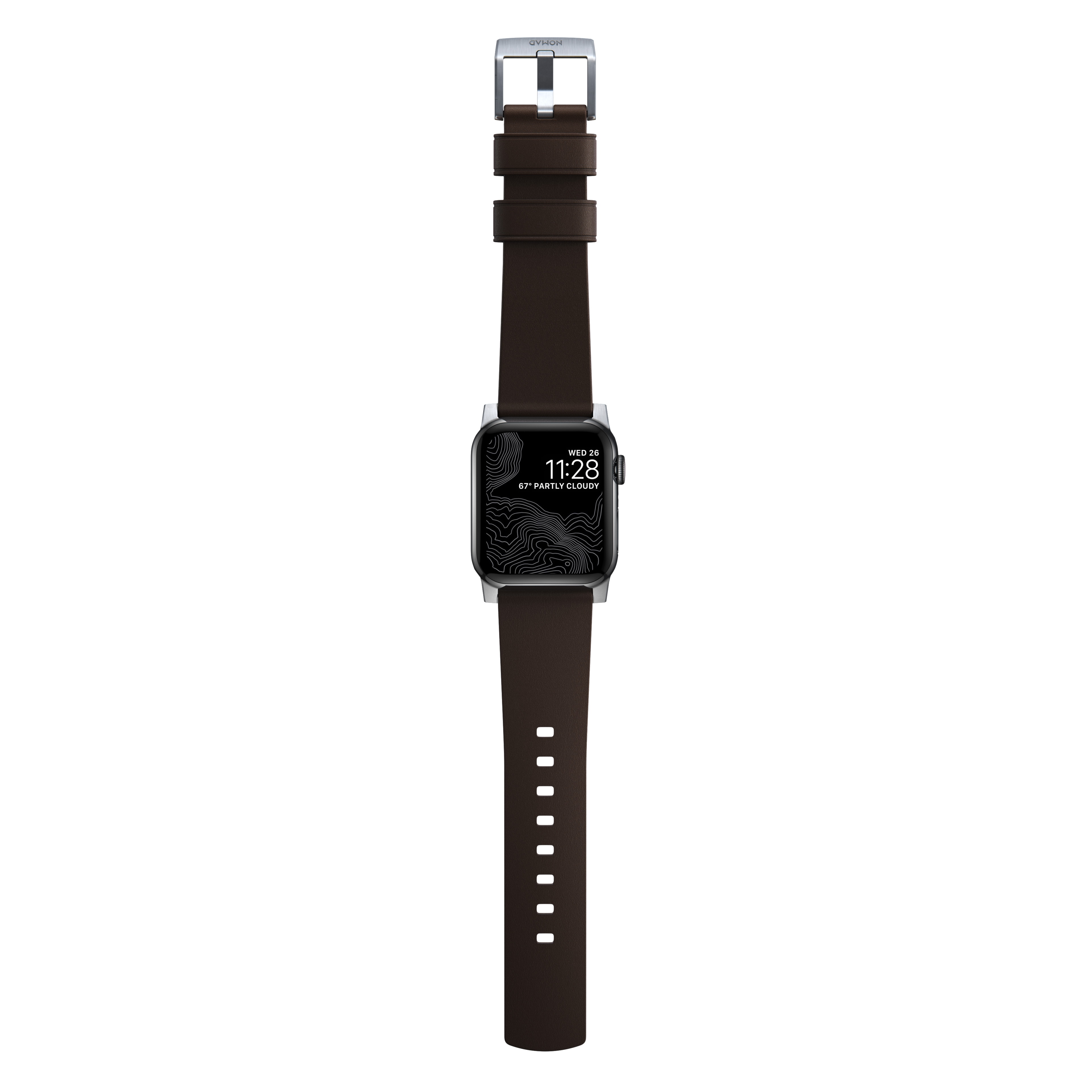 Active Band Pro Apple Watch 44mm Classic Brown (Silver Hardware)