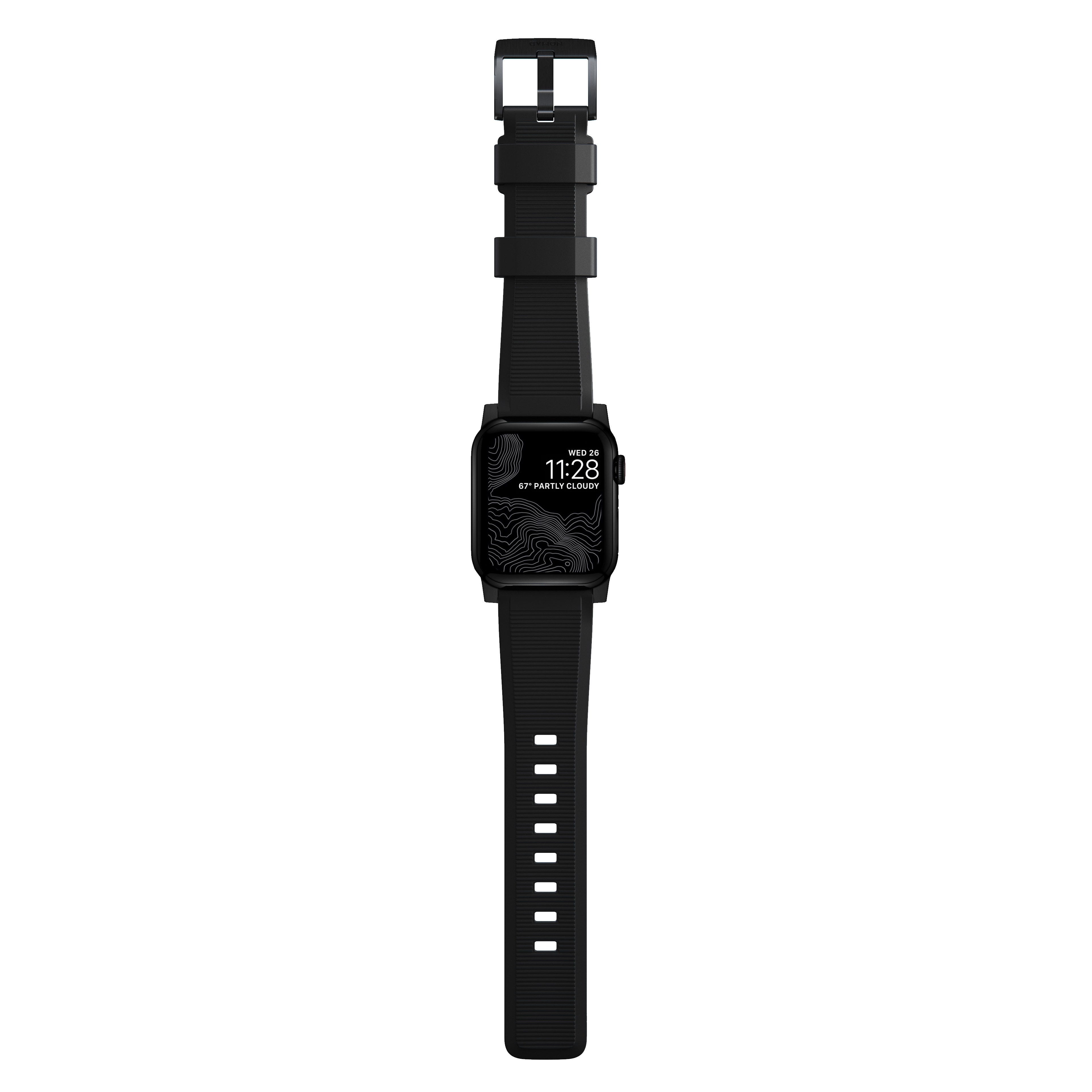 Rugged Band Apple Watch 45mm Series 8 Black (Black Hardware)