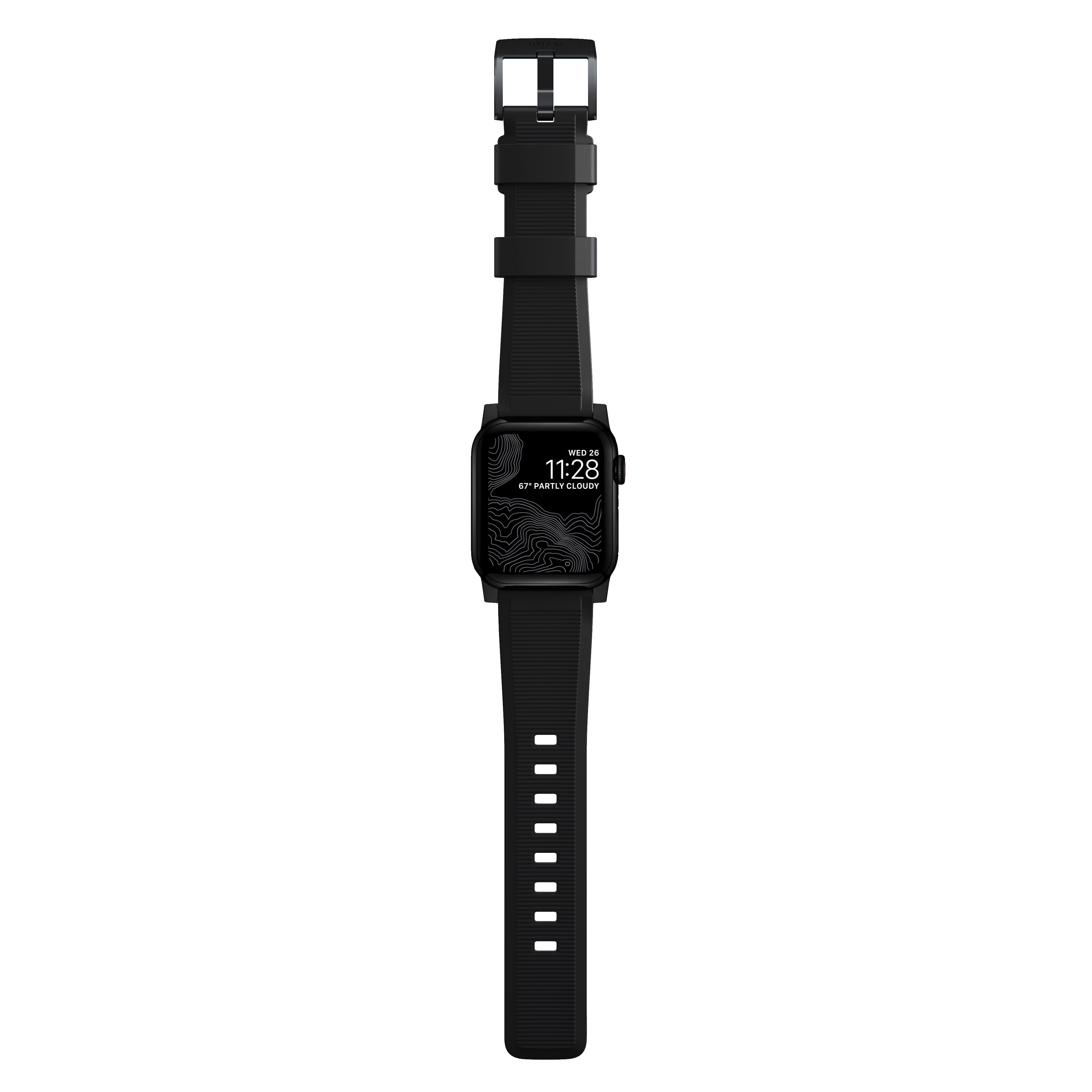 Rugged Band Apple Watch SE 44mm Black (Black Hardware)