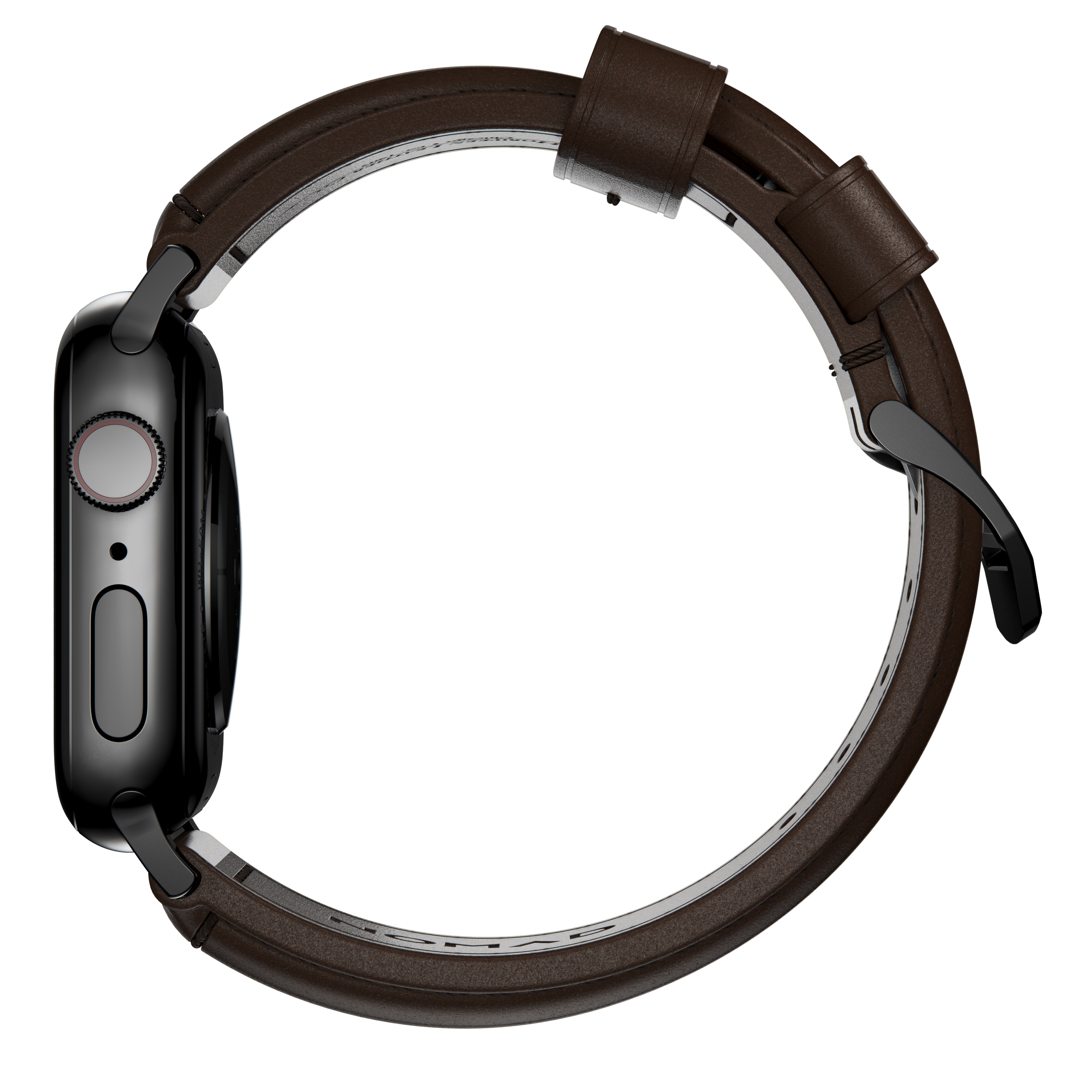 Traditional Band Apple Watch 45mm Series 9 Rustic Brown (Black Hardware)