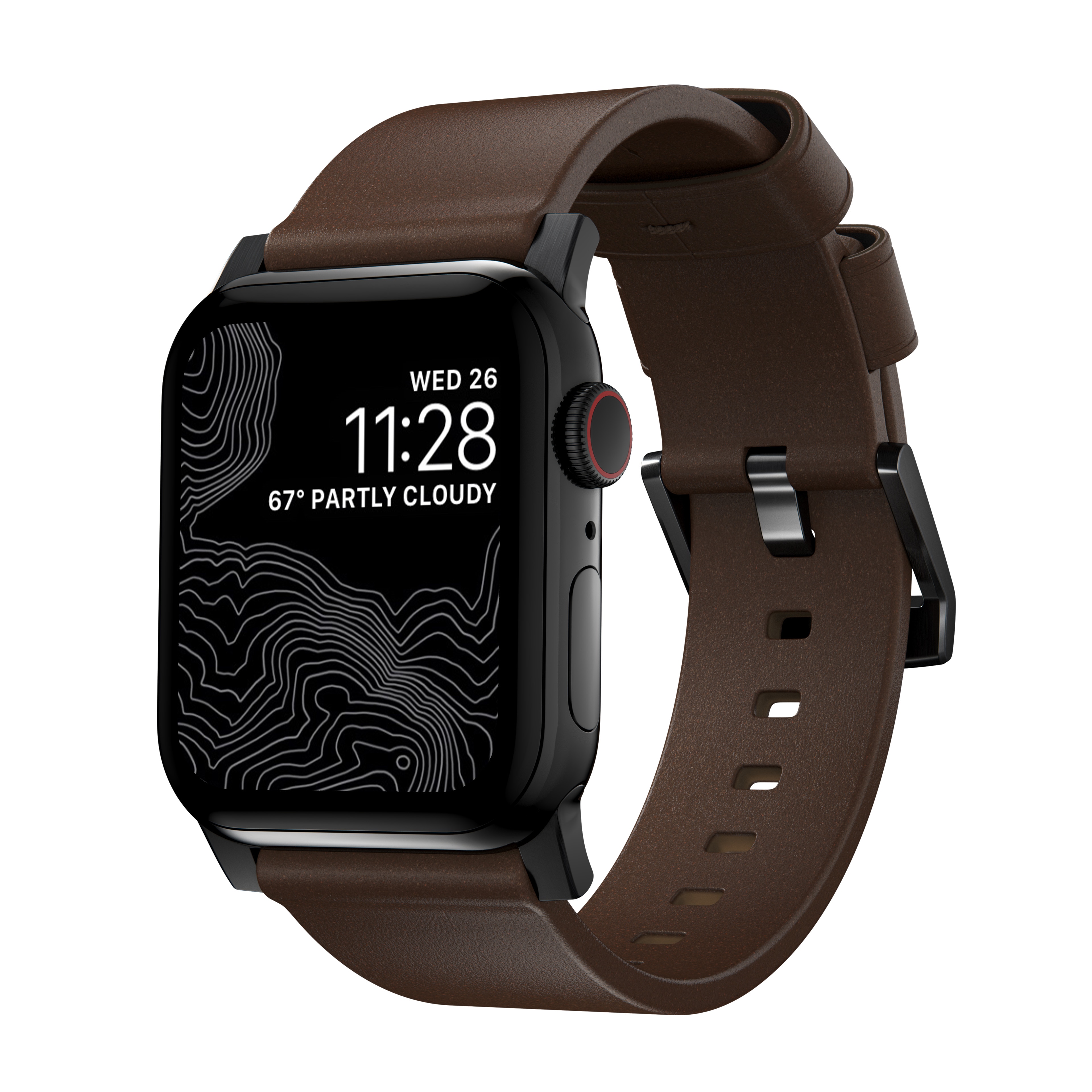 Modern Band Horween Leather Apple Watch 41mm Series 9 Rustic Brown (Black Hardware)