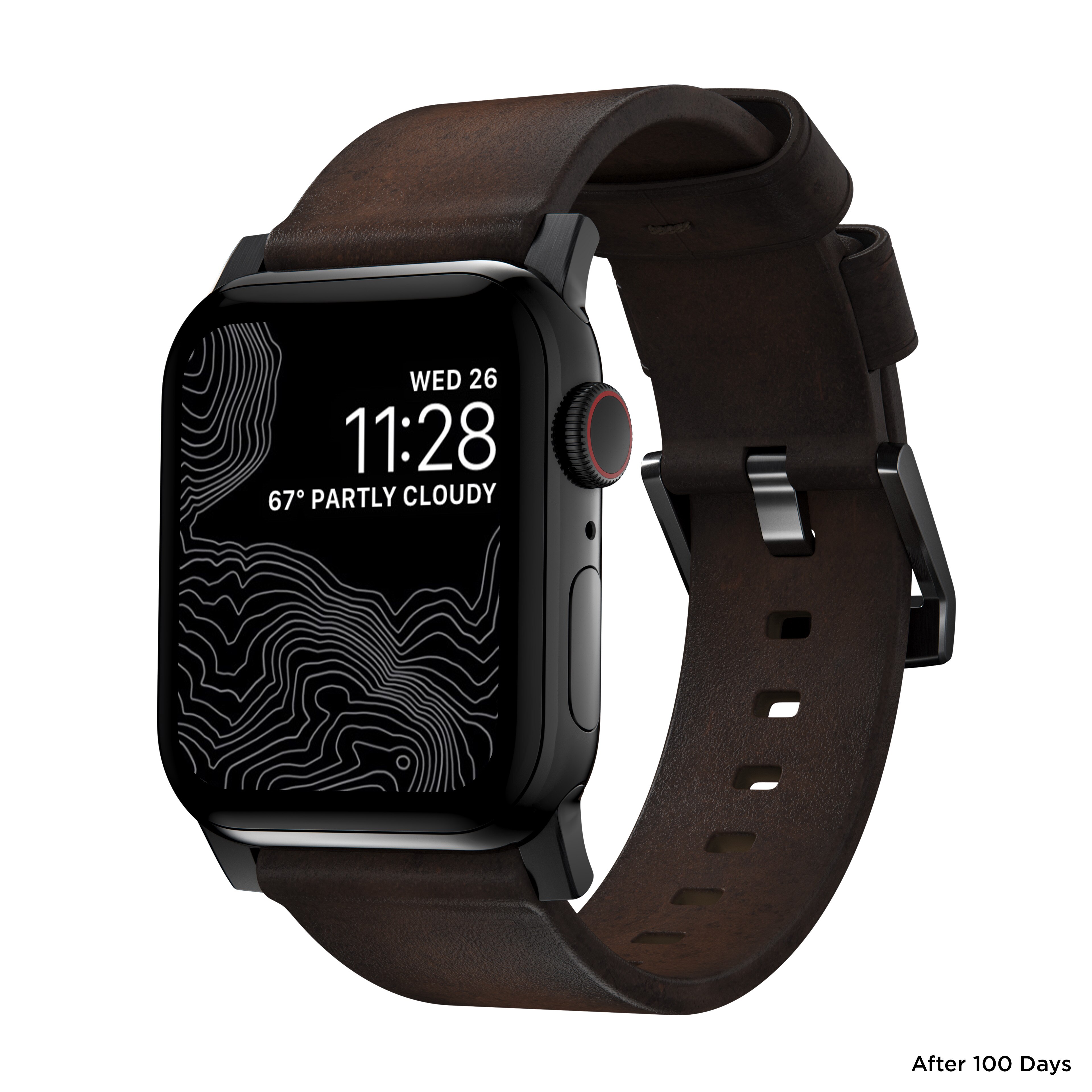 Modern Band Horween Leather Apple Watch 38mm Rustic Brown (Black Hardware)