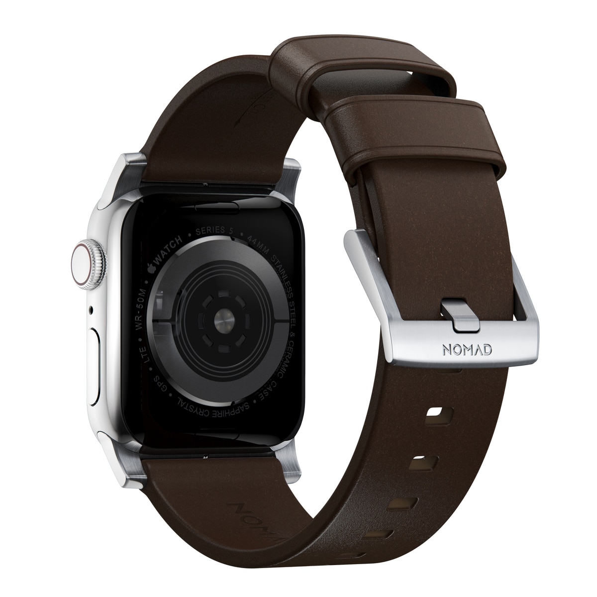 Modern Band Horween Leather Apple Watch SE 44mm Rustic Brown (Silver Hardware)