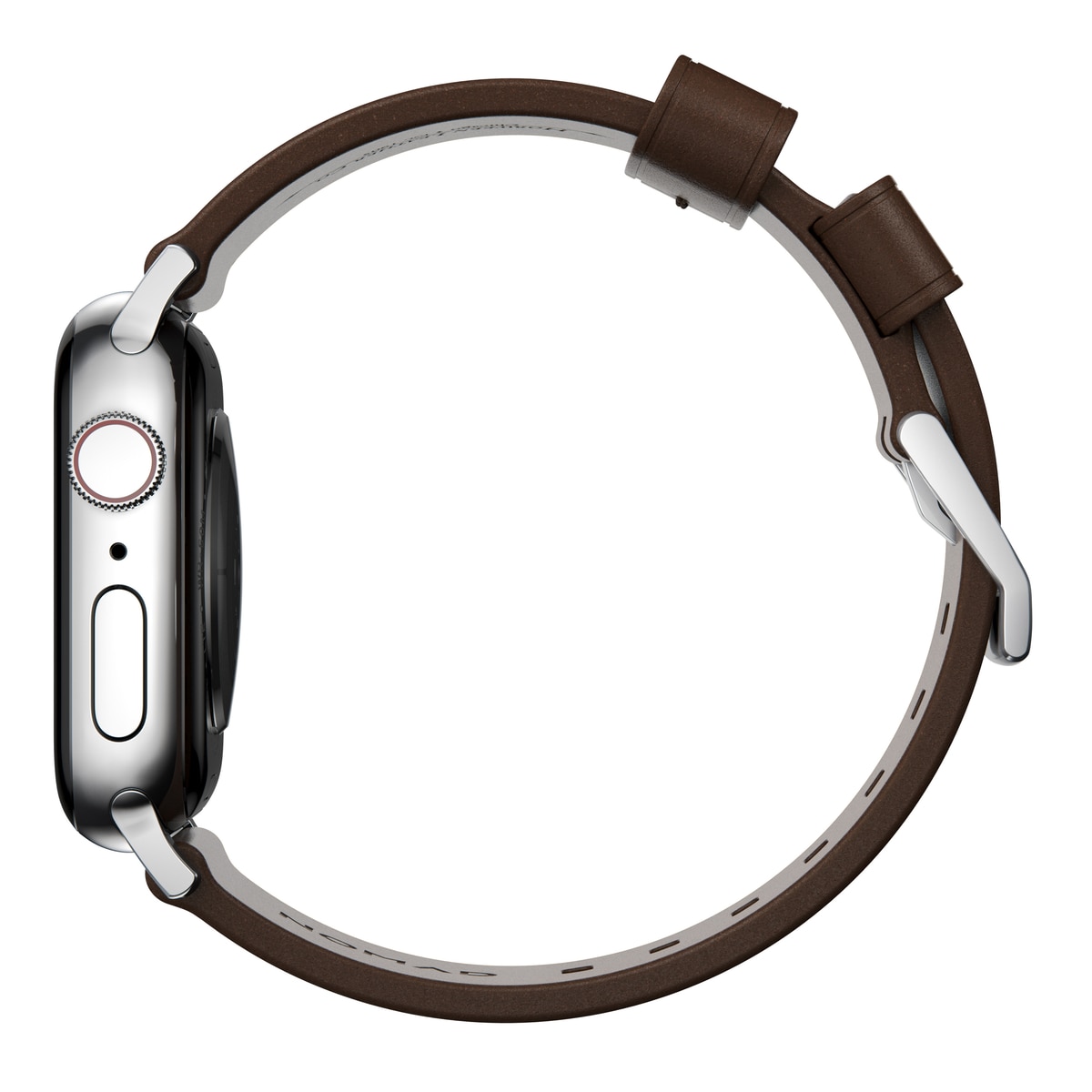 Modern Band Horween Leather Apple Watch 45mm Series 8 Rustic Brown (Silver Hardware)