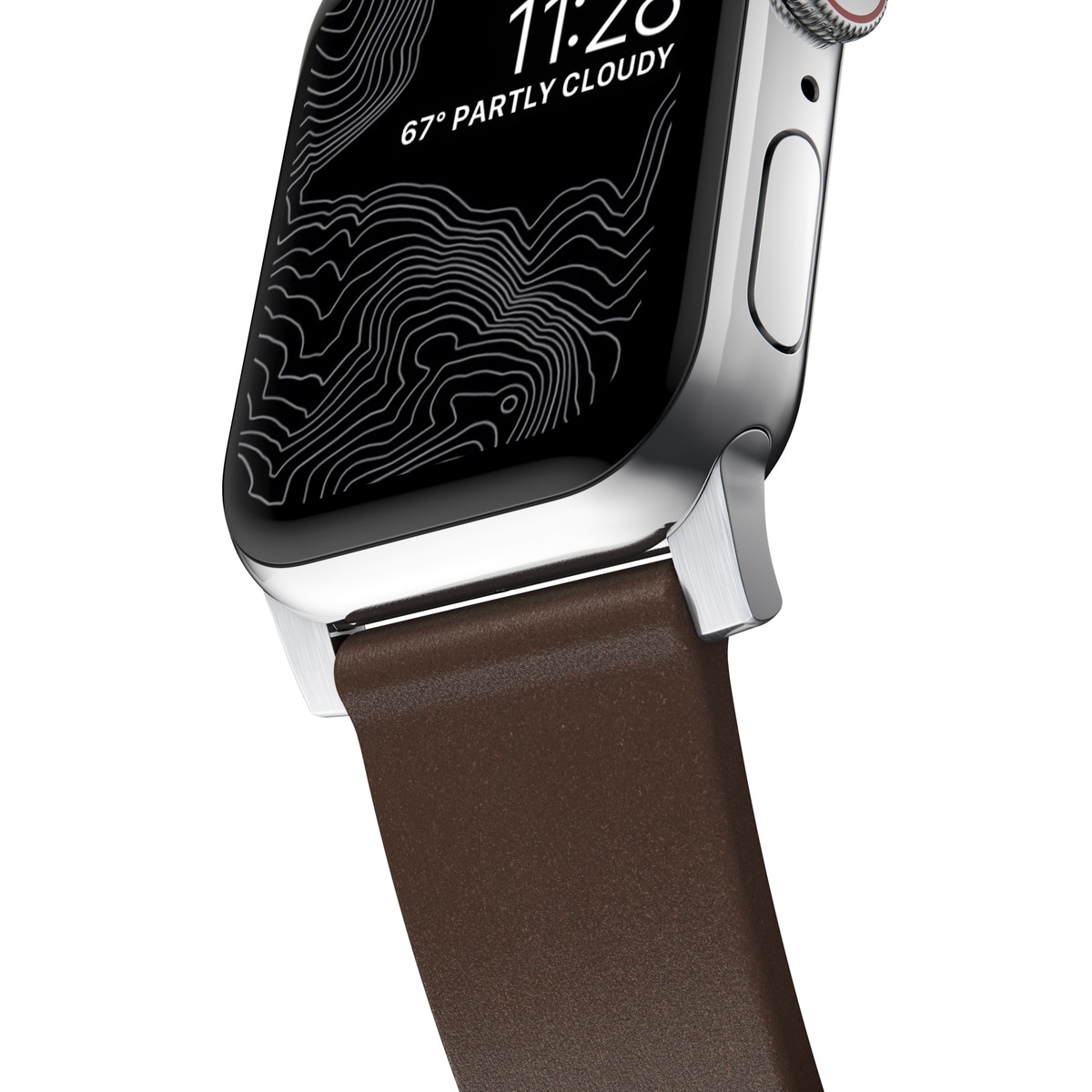 Modern Band Horween Leather Apple Watch 45mm Series 8 Rustic Brown (Silver Hardware)