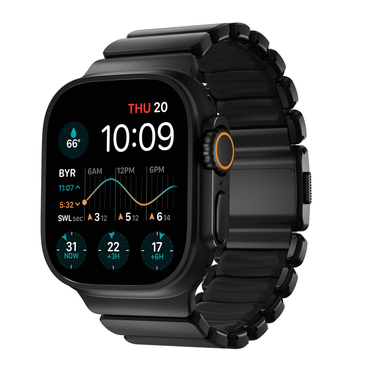 Stratos Band Apple Watch Series 8 45mm Black Titanium - Black