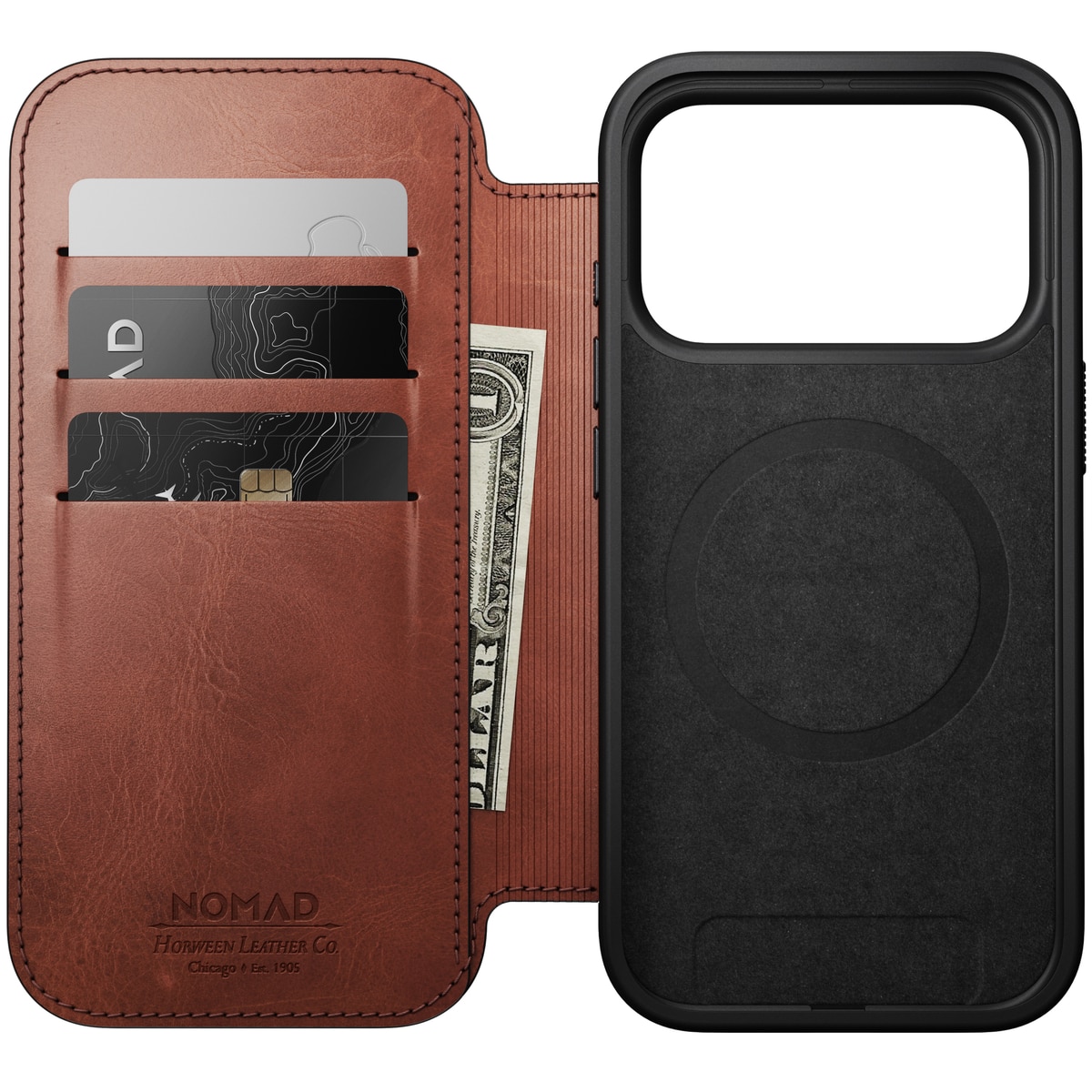 Modern Horween Leather Folio MagSafe iPhone 17 Pro Olde Dublin