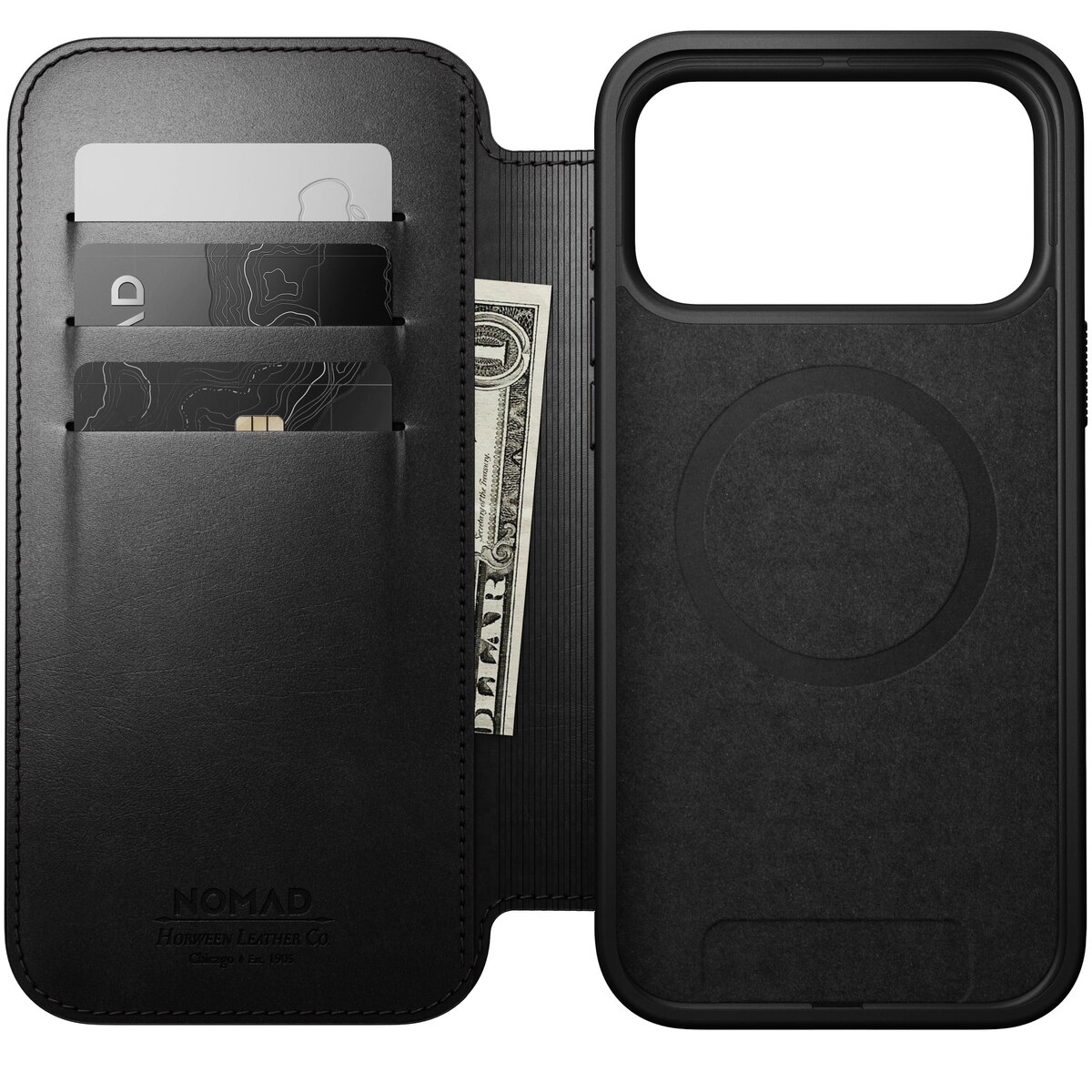 Modern Horween Leather Folio MagSafe iPhone 17 Pro Max Black